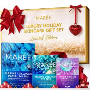 MAREE Valentines Day Gifts for Her – Skincare Gift Box – Under Eye Patches, Collagen Face Mask & Cute Star Pimple Patches – Valentines Gifts for Her, Gift Box for Women, Mom & Self-Care Lovers