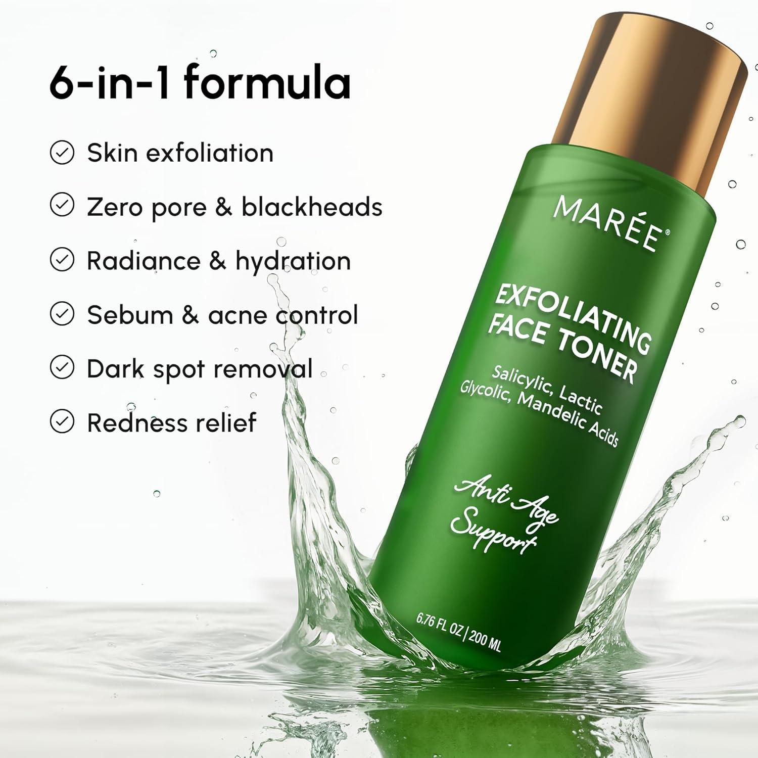 imageMAREE Exfoliating Toner with Salicylic Acid AHA BHA Face Exfoliant amp Pore Cleaner BHA Liquid Exfoliant for Sebum amp Dead Skin Care Remover Face Exfoliator Acido Salicilico Exfoliante FacialExfoliating
