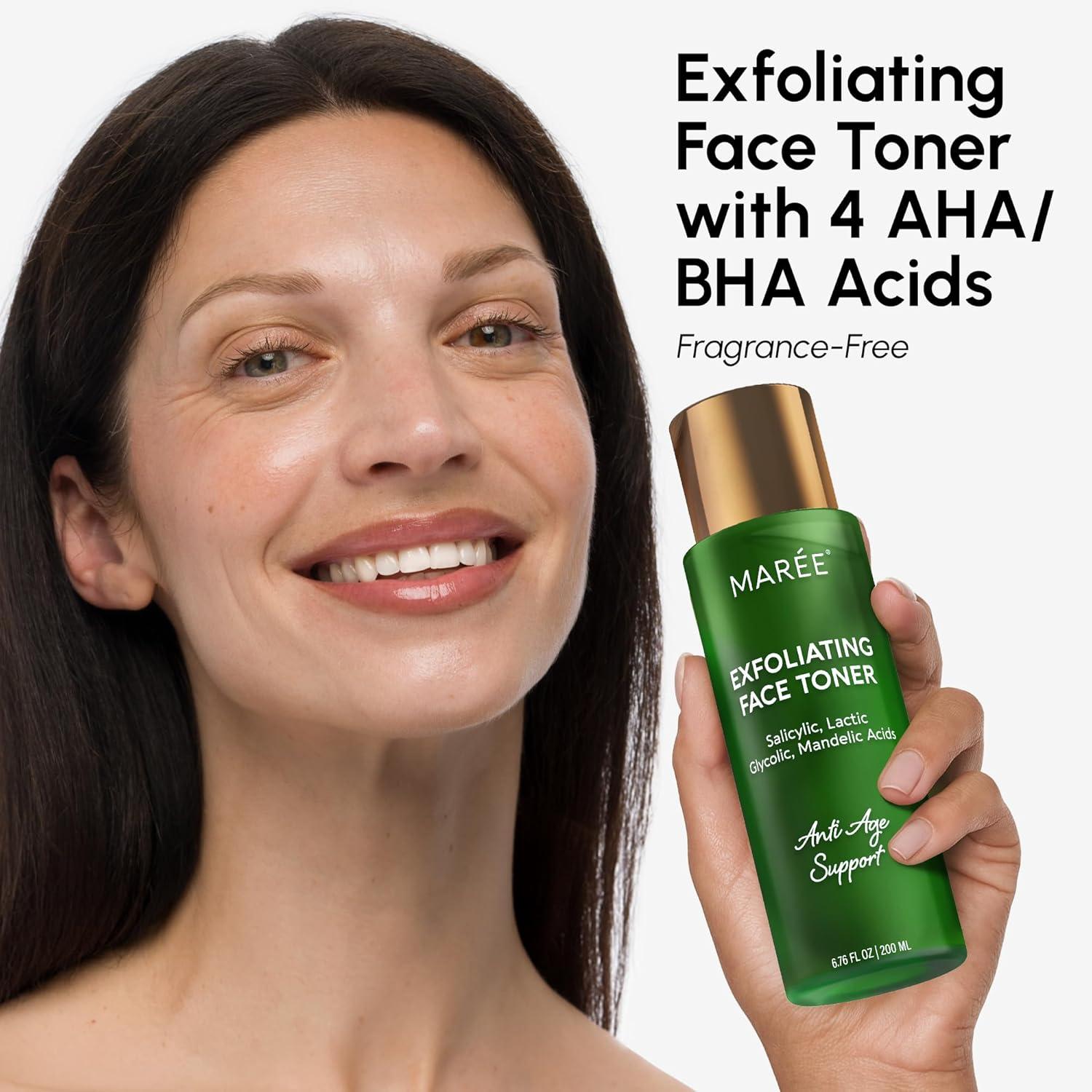 imageMAREE Exfoliating Toner with Salicylic Acid AHA BHA Face Exfoliant amp Pore Cleaner BHA Liquid Exfoliant for Sebum amp Dead Skin Care Remover Face Exfoliator Acido Salicilico Exfoliante FacialExfoliating