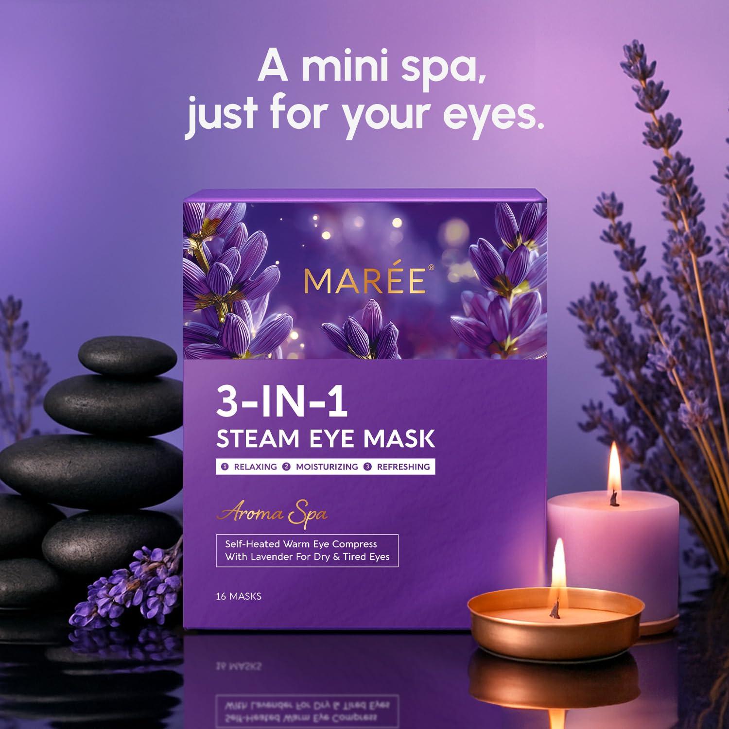 imageMAREE Heated Eye Masks for Dry Eyes Steam Eye Mask Disposable Lavender Self Heating Eye Mask for Puffy Eye Facial Steamer Alternative for Relaxation Warm Compress for Eyes Spa Gift for Women16 Count Pack of 1