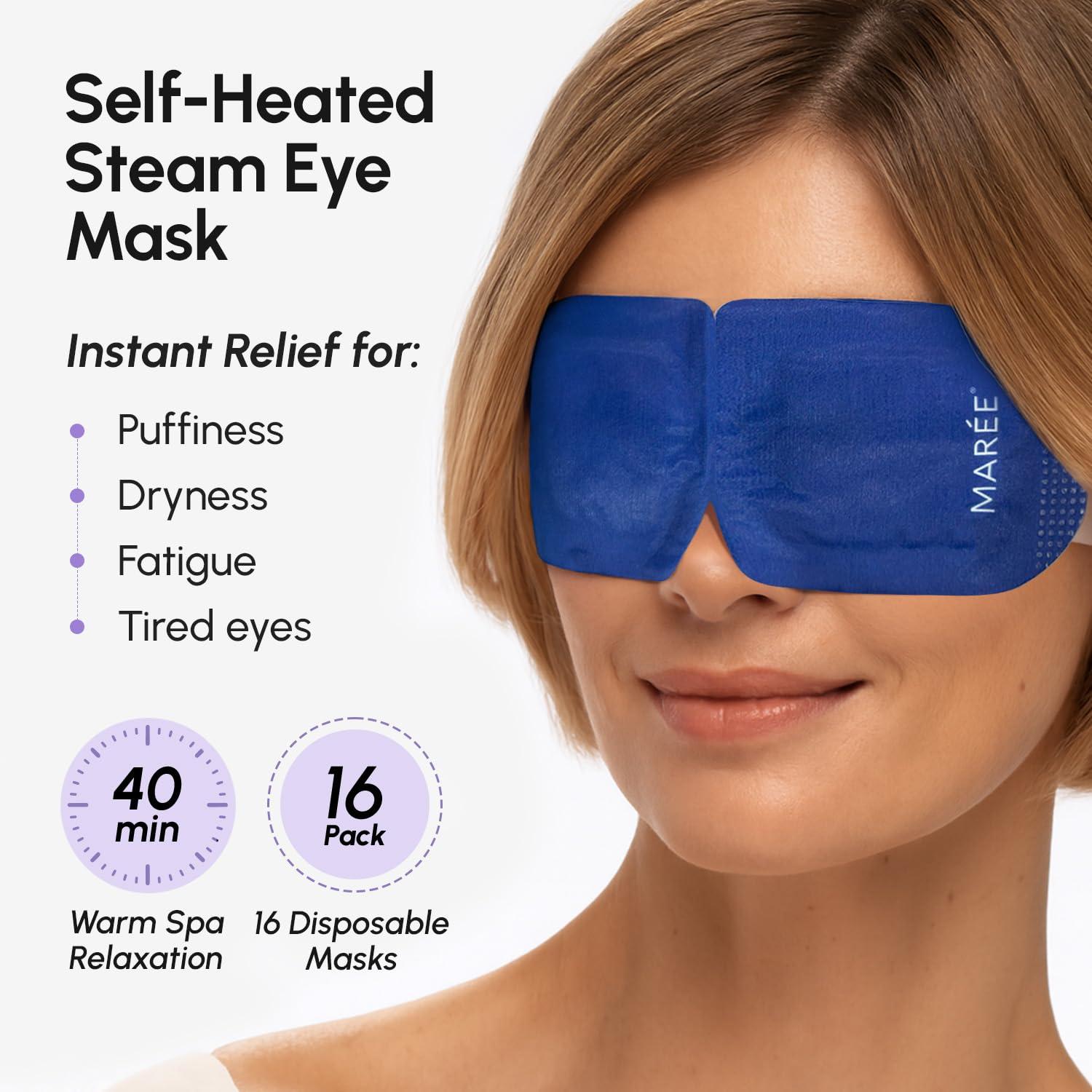 imageMAREE Heated Eye Masks for Dry Eyes Steam Eye Mask Disposable Lavender Self Heating Eye Mask for Puffy Eye Facial Steamer Alternative for Relaxation Warm Compress for Eyes Spa Gift for Women16 Count Pack of 1