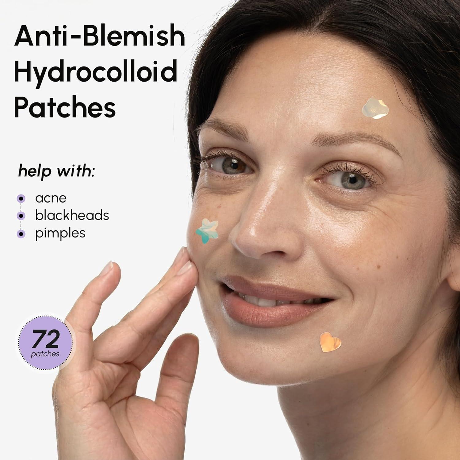 imageMAREE Invisible Pimple Patches Clear Pimple Patches for Face Hydrocolloid Acne Patches Anti Blemish Zit Stickers for Face Parches Para Acne Pinple Zit Patches Pimple Stickers 72 DotsHolographic