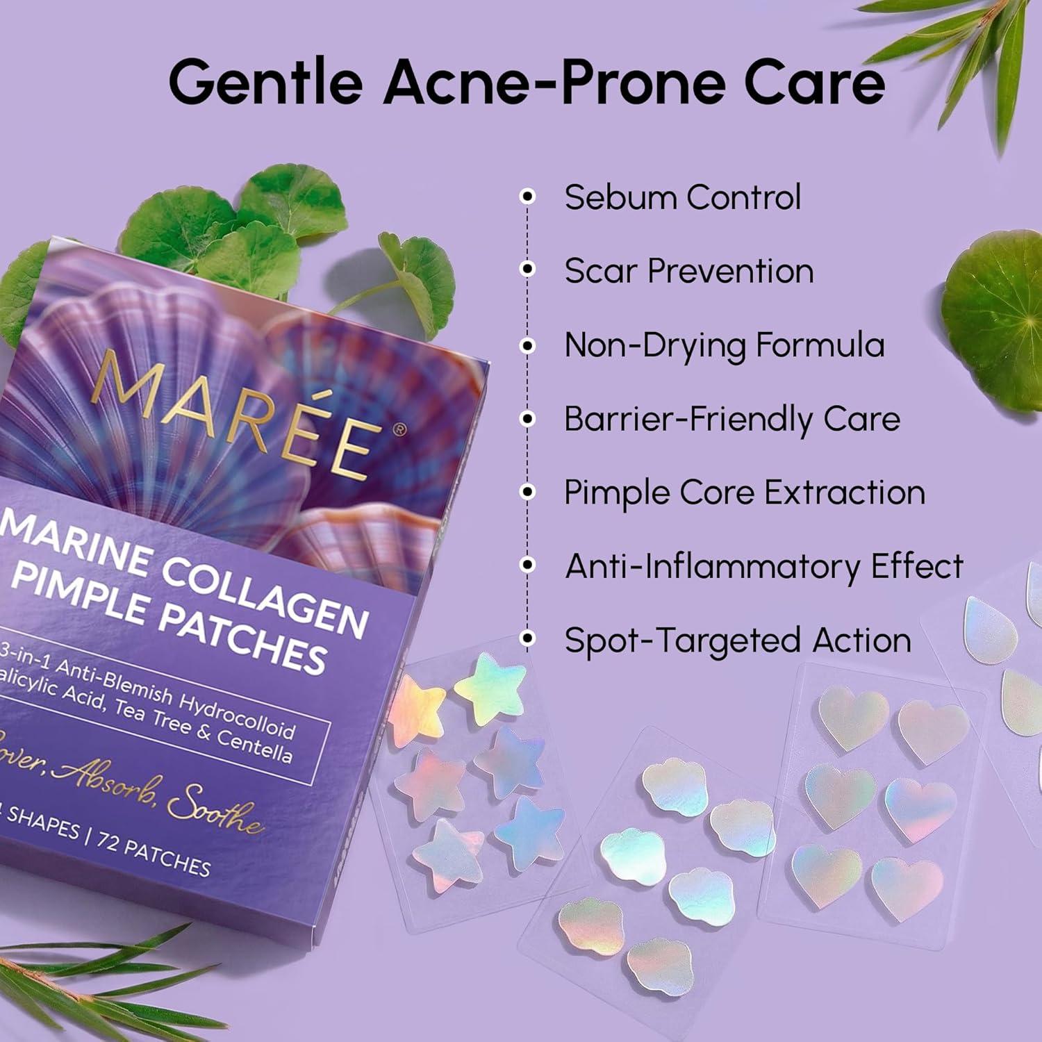 imageMAREE Invisible Pimple Patches Clear Pimple Patches for Face Hydrocolloid Acne Patches Anti Blemish Zit Stickers for Face Parches Para Acne Pinple Zit Patches Pimple Stickers 72 DotsHolographic