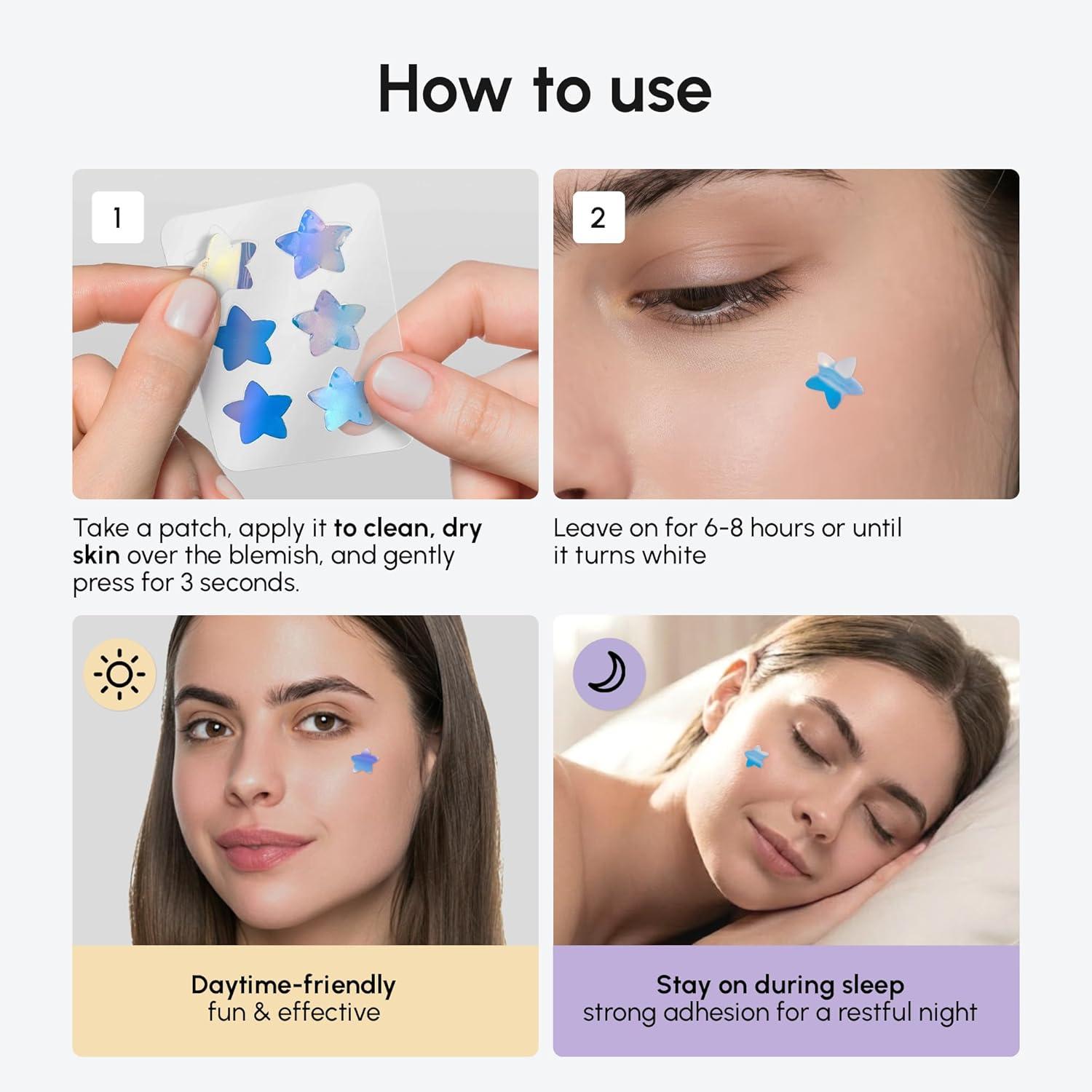 imageMAREE Invisible Pimple Patches Clear Pimple Patches for Face Hydrocolloid Acne Patches Anti Blemish Zit Stickers for Face Parches Para Acne Pinple Zit Patches Pimple Stickers 72 DotsHolographic