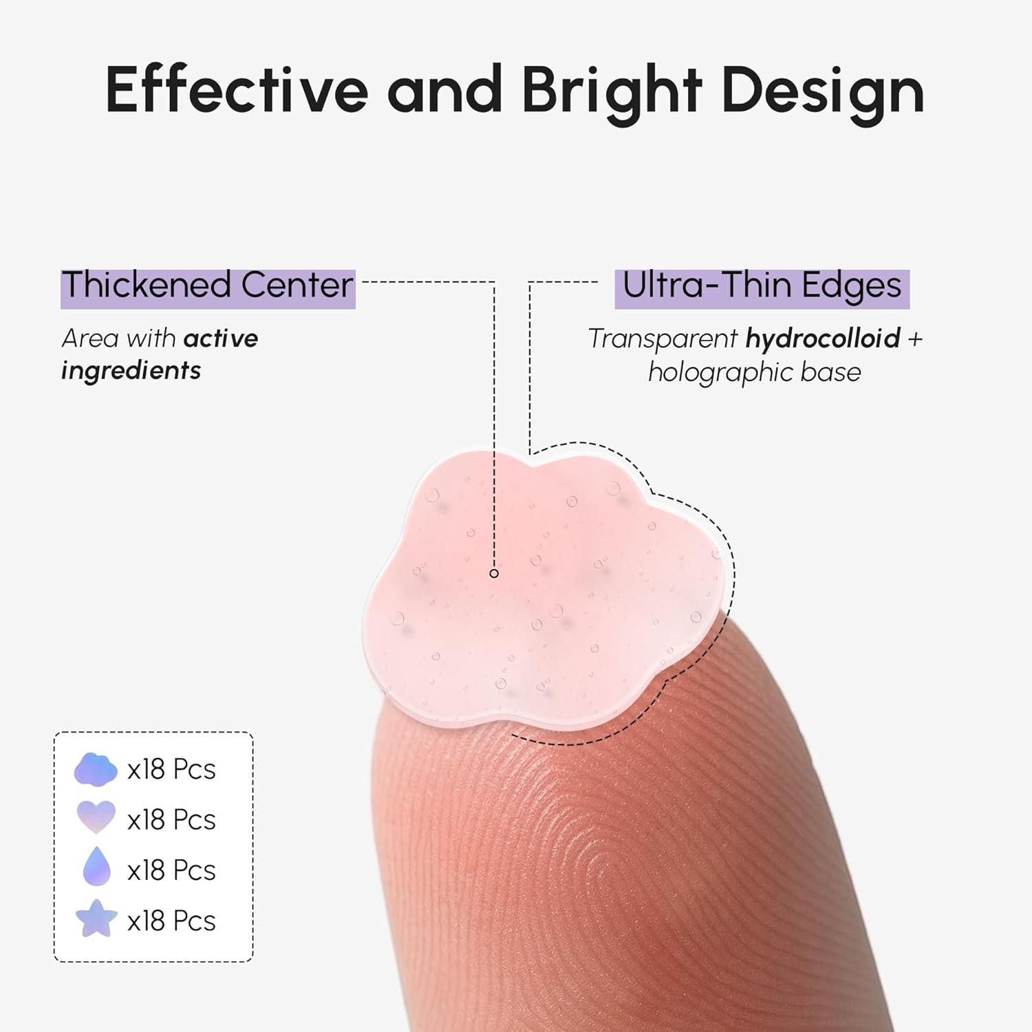 imageMAREE Invisible Pimple Patches Clear Pimple Patches for Face Hydrocolloid Acne Patches Anti Blemish Zit Stickers for Face Parches Para Acne Pinple Zit Patches Pimple Stickers 72 DotsHolographic