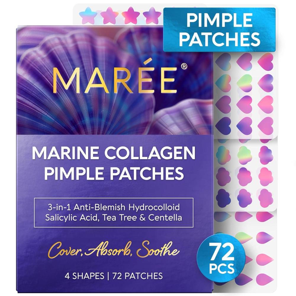 imageMAREE Invisible Pimple Patches Clear Pimple Patches for Face Hydrocolloid Acne Patches Anti Blemish Zit Stickers for Face Parches Para Acne Pinple Zit Patches Pimple Stickers 72 DotsHolographic