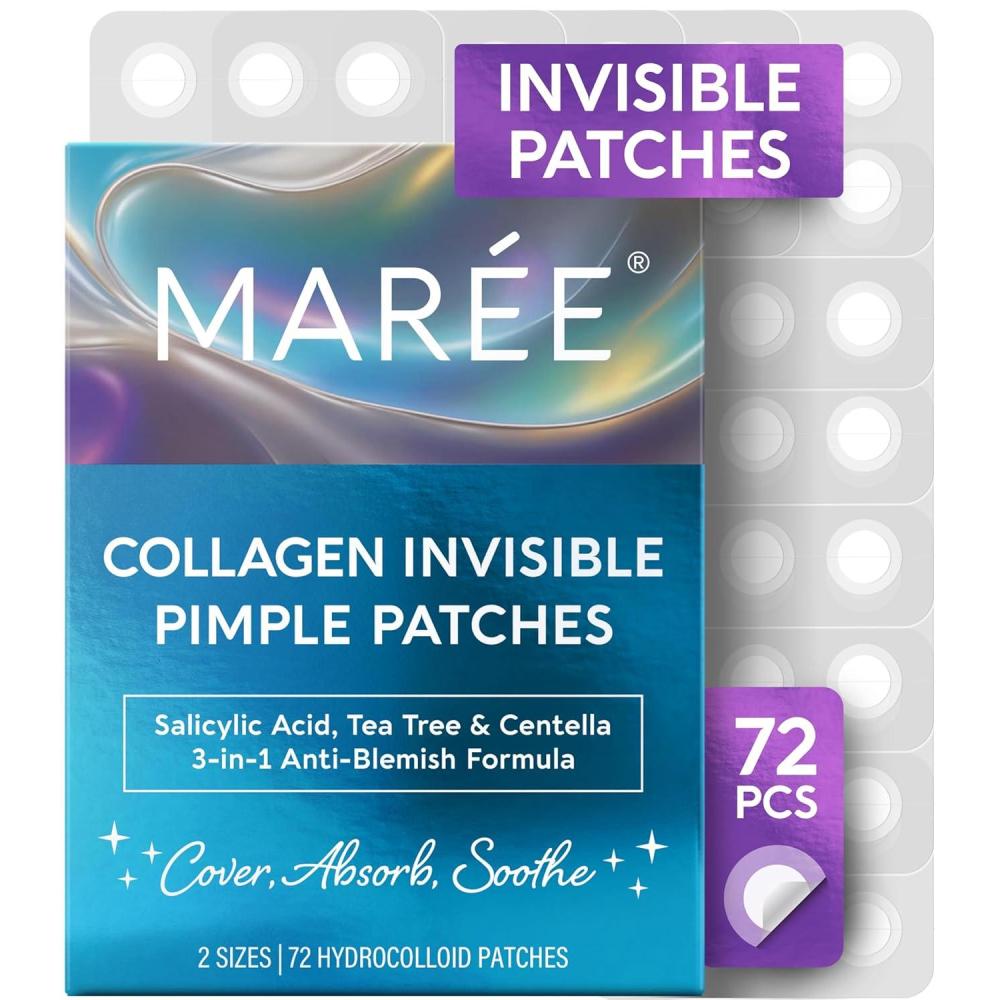 imageMAREE Invisible Pimple Patches Clear Pimple Patches for Face Hydrocolloid Acne Patches Anti Blemish Zit Stickers for Face Parches Para Acne Pinple Zit Patches Pimple Stickers 72 DotsClear