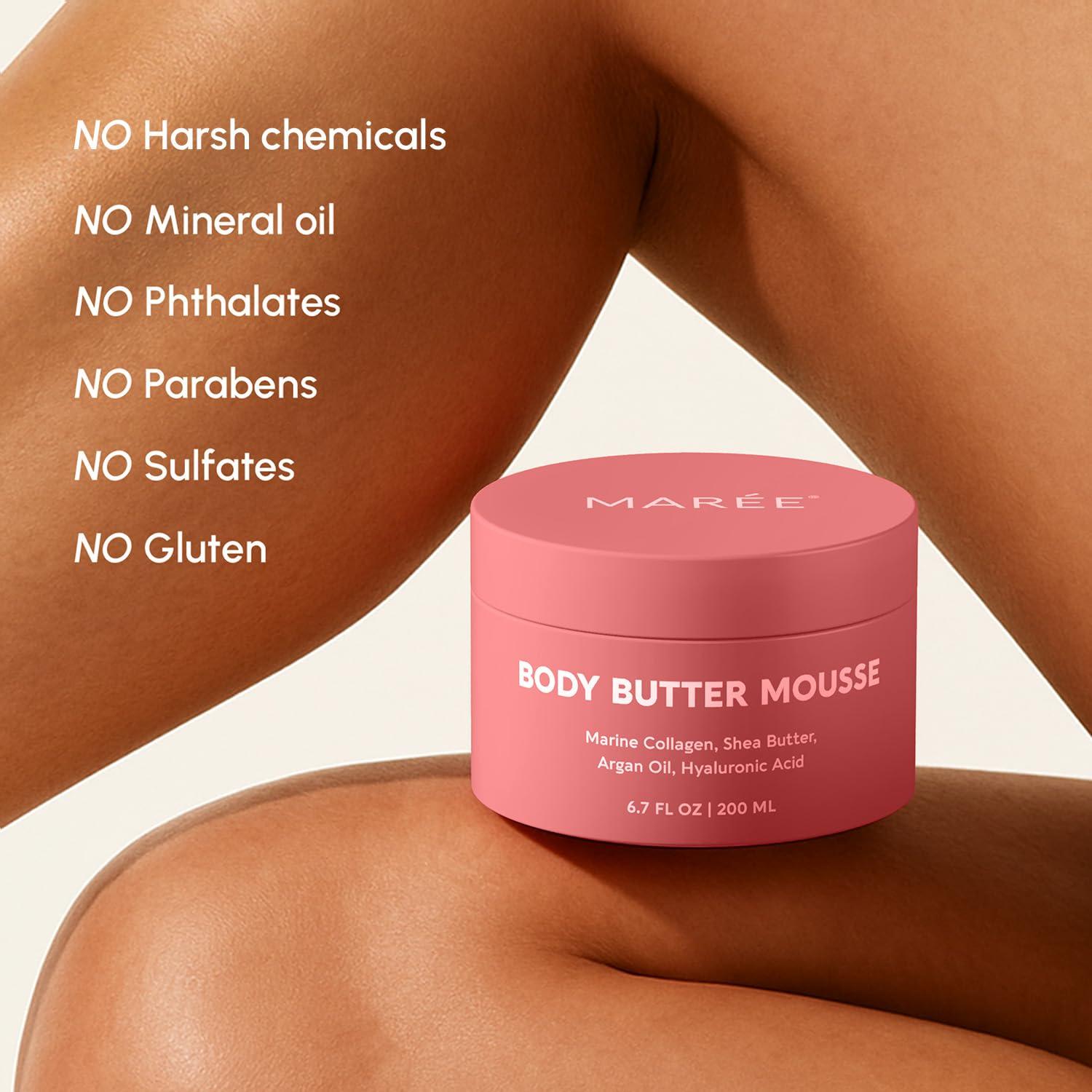 imageMAREE Body Butter Cream Whipped Body Butter for Women Smell Good Ayurvedic Skin Care Body Moisturizer for Dry Skin Vanilla Shea Butter Cream for Women amp Men with Marine Collagen amp Argan Oil