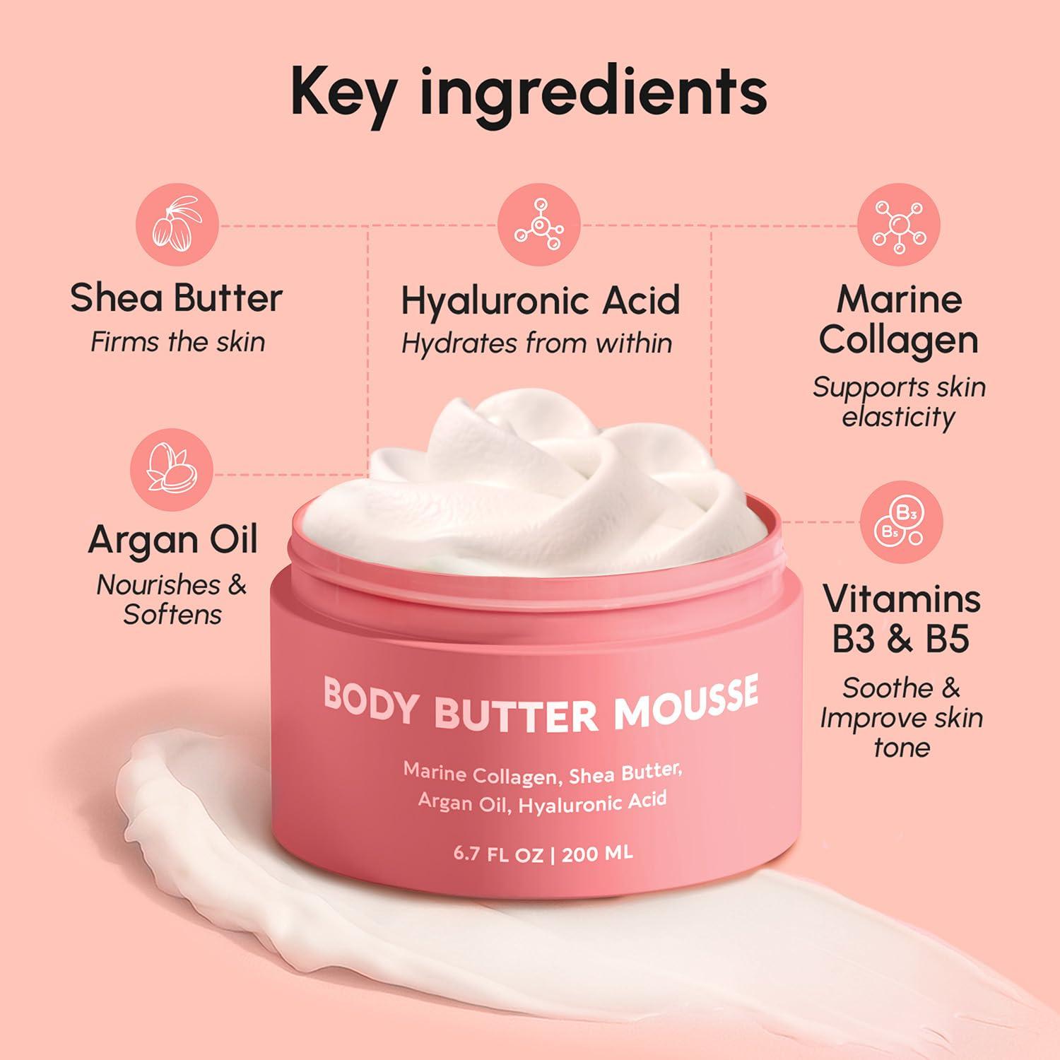 imageMAREE Body Butter Cream Whipped Body Butter for Women Smell Good Ayurvedic Skin Care Body Moisturizer for Dry Skin Vanilla Shea Butter Cream for Women amp Men with Marine Collagen amp Argan Oil