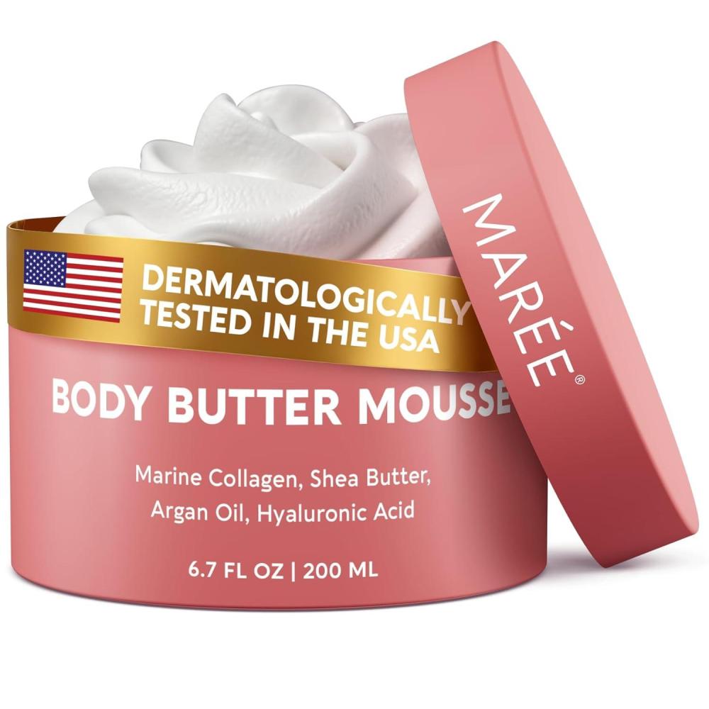 imageMAREE Body Butter Cream Whipped Body Butter for Women Smell Good Ayurvedic Skin Care Body Moisturizer for Dry Skin Vanilla Shea Butter Cream for Women amp Men with Marine Collagen amp Argan Oil