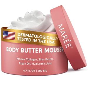 MAREE Body Butter Cream – Whipped Body Butter for Women Smell Good – Ayurvedic Skin Care – Body Moisturizer for Dry Skin – Vanilla Shea Butter Cream for Women & Men with Marine Collagen & Argan Oil