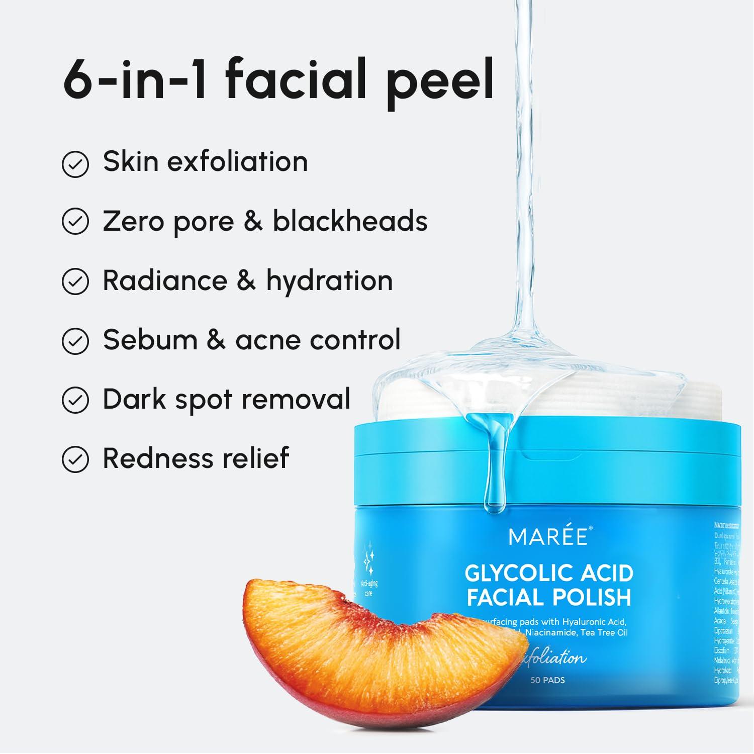 imageMAREE Glycolic Acid Pads Toner Pads for Face Cleansing Exfoliating Pad with Tea Tree Oil Salicylic Acid amp Vitamins E B3 B5 Acne Clearing Skin Pore Resurfacing amp Radiance Device 80 CountGlycolic Pads 2 Pack