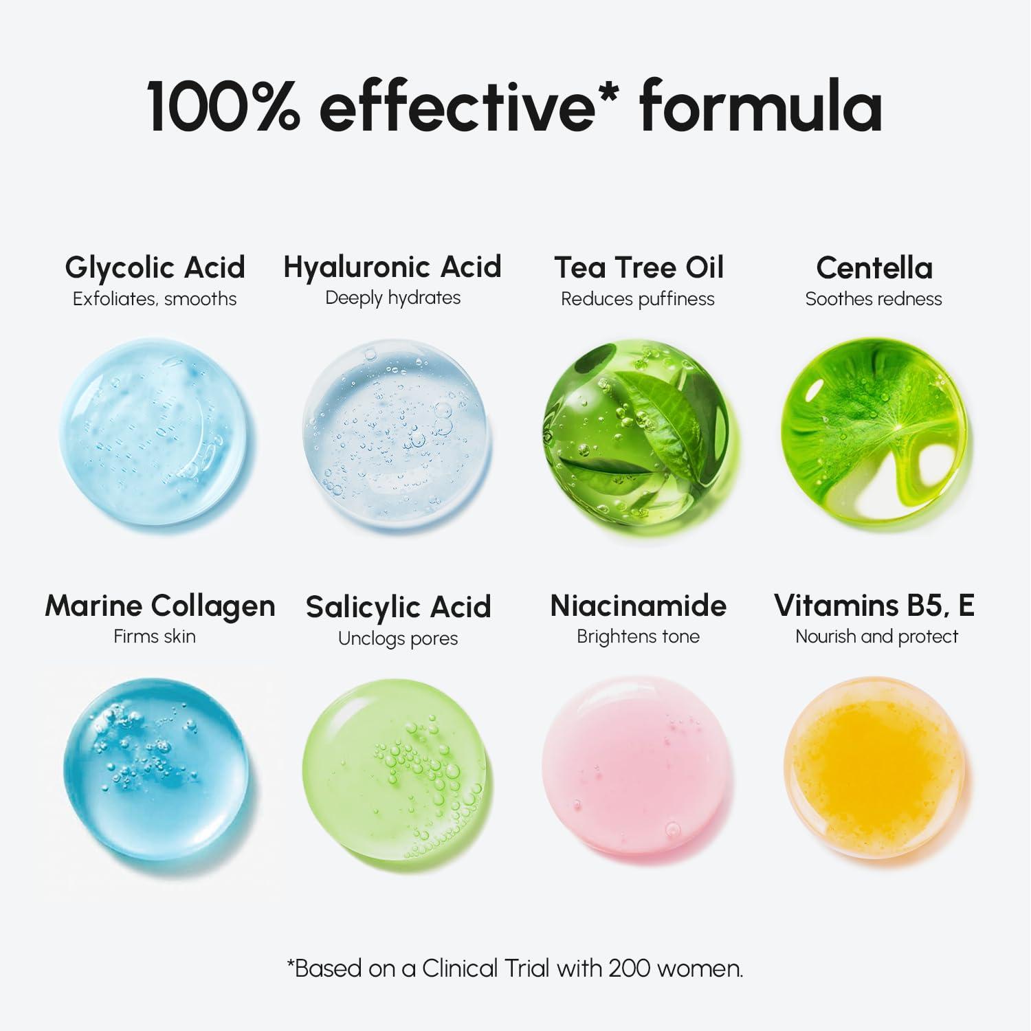 imageMAREE Glycolic Acid Pads Toner Pads for Face Cleansing Exfoliating Pad with Tea Tree Oil Salicylic Acid amp Vitamins E B3 B5 Acne Clearing Skin Pore Resurfacing amp Radiance Device 80 CountGlycolic Salicylic Pads