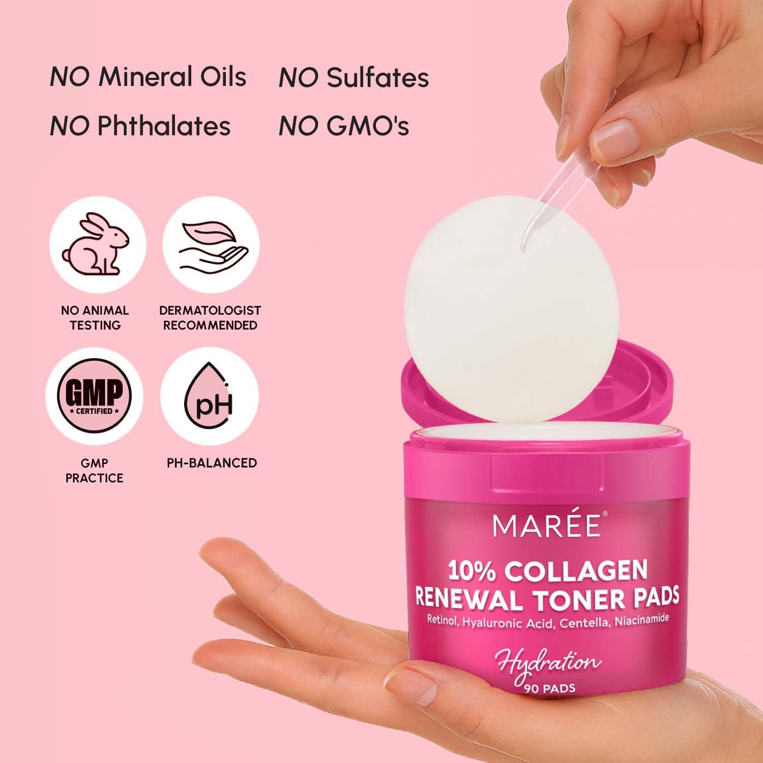 imageMAREE Glycolic Acid Pads Toner Pads for Face Cleansing Exfoliating Pad with Tea Tree Oil Salicylic Acid amp Vitamins E B3 B5 Acne Clearing Skin Pore Resurfacing amp Radiance Device 80 CountRetinol Collagen Pads