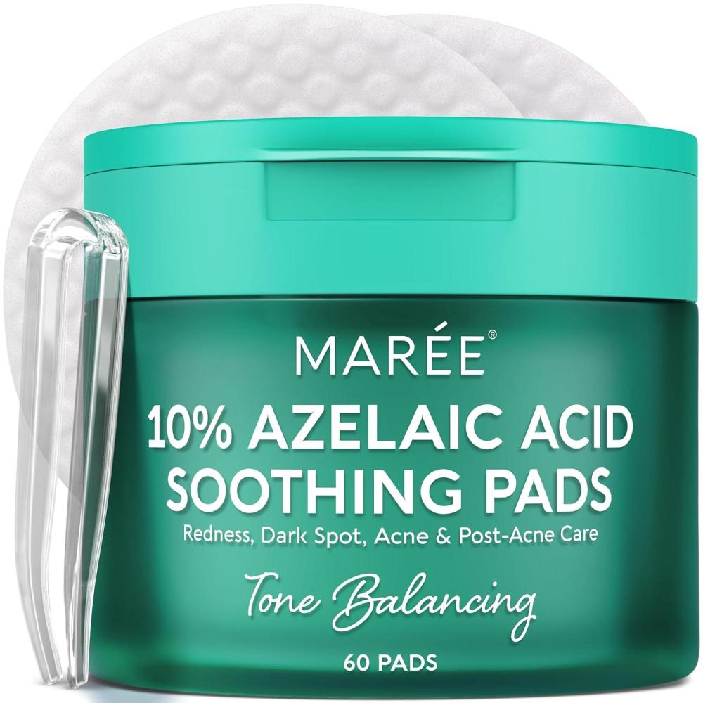 imageMAREE Glycolic Acid Pads Toner Pads for Face Cleansing Exfoliating Pad with Tea Tree Oil Salicylic Acid amp Vitamins E B3 B5 Acne Clearing Skin Pore Resurfacing amp Radiance Device 80 CountAzelaic Pads