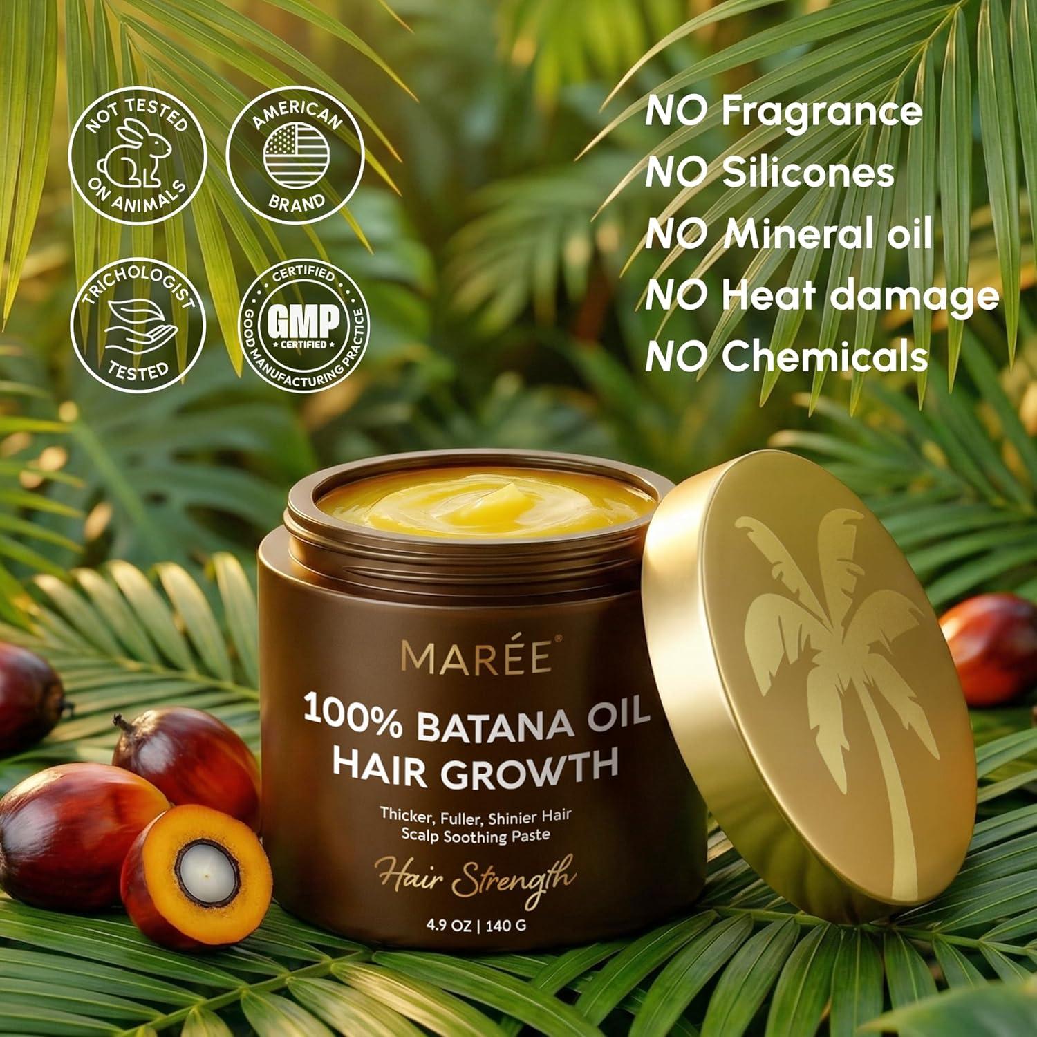 imageMAREE Batana Oil for Hair Growth 100 Natural Botana Oils Hair Growth Raw Batama Oil Paste from Honduras Density Thickness amp Scalp Soothing for Women and Men Aceite de Batana Para el Cabello49 Ounce Pack of 1