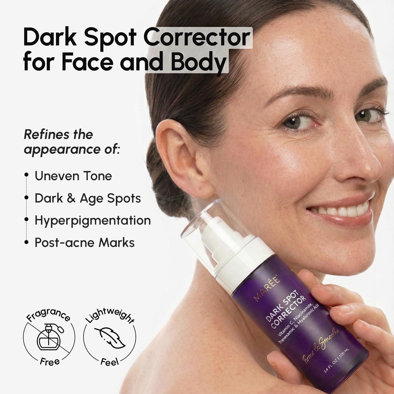 imageMAREE Dark Spot Remover for Face and Body Dark Spot Corrector Serum Hyperpigmentation Melasma Sun amp Age Spots Black amp Brown Spot Remover for Women Crema para Manchas Oscuras en la Cara34 Fl Oz Pack of 1