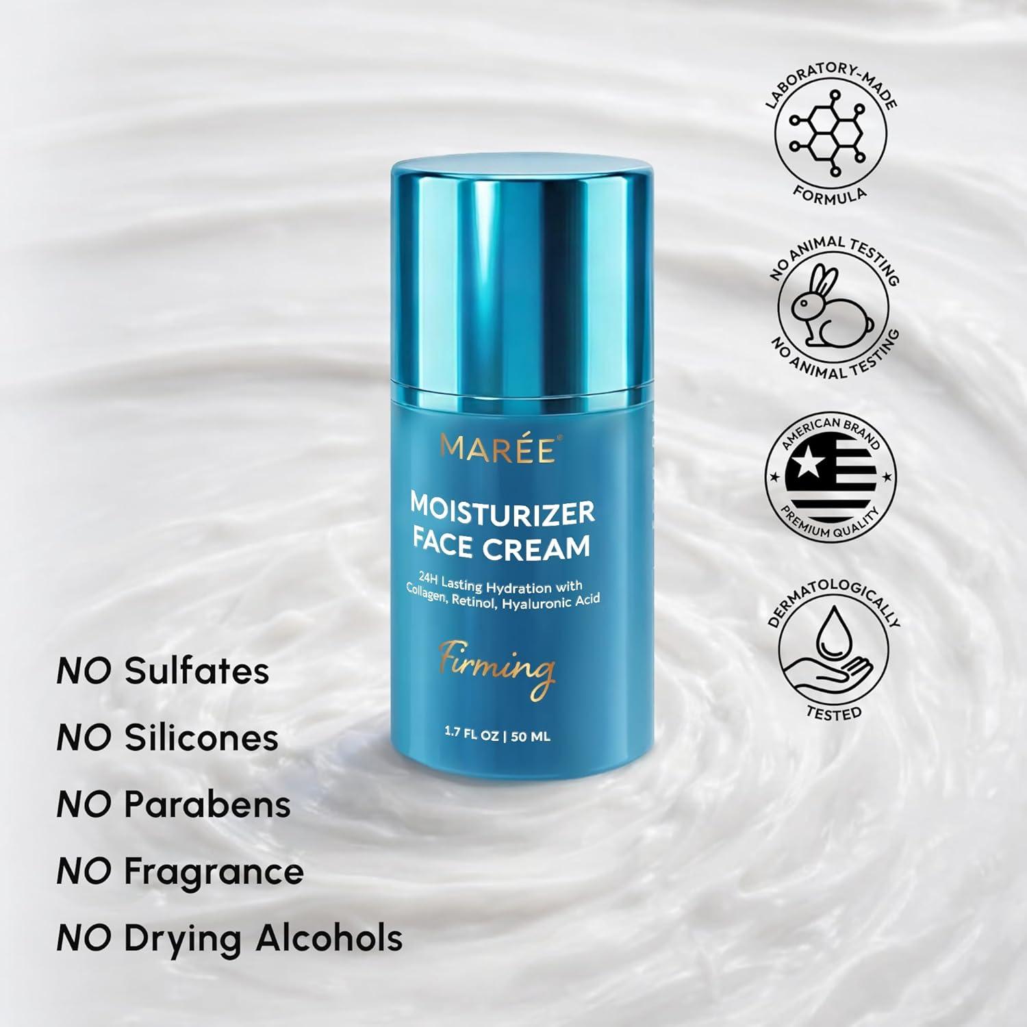 imageMAREE Face Moisturizer Retinol Face Cream for Women Moisturizing with Collagen amp Hyaluronic Acid Day amp Night AntiAging Facial Wrinkle DD Cream Moisturizer for Dry Skin Crema Para la CaraFirming Lifting