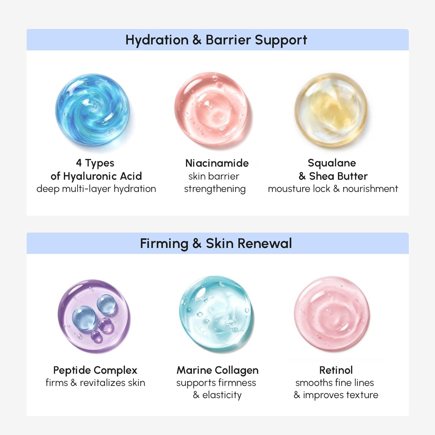 imageMAREE Face Moisturizer Retinol Face Cream for Women Moisturizing with Collagen amp Hyaluronic Acid Day amp Night AntiAging Facial Wrinkle DD Cream Moisturizer for Dry Skin Crema Para la Cara24H Hydration
