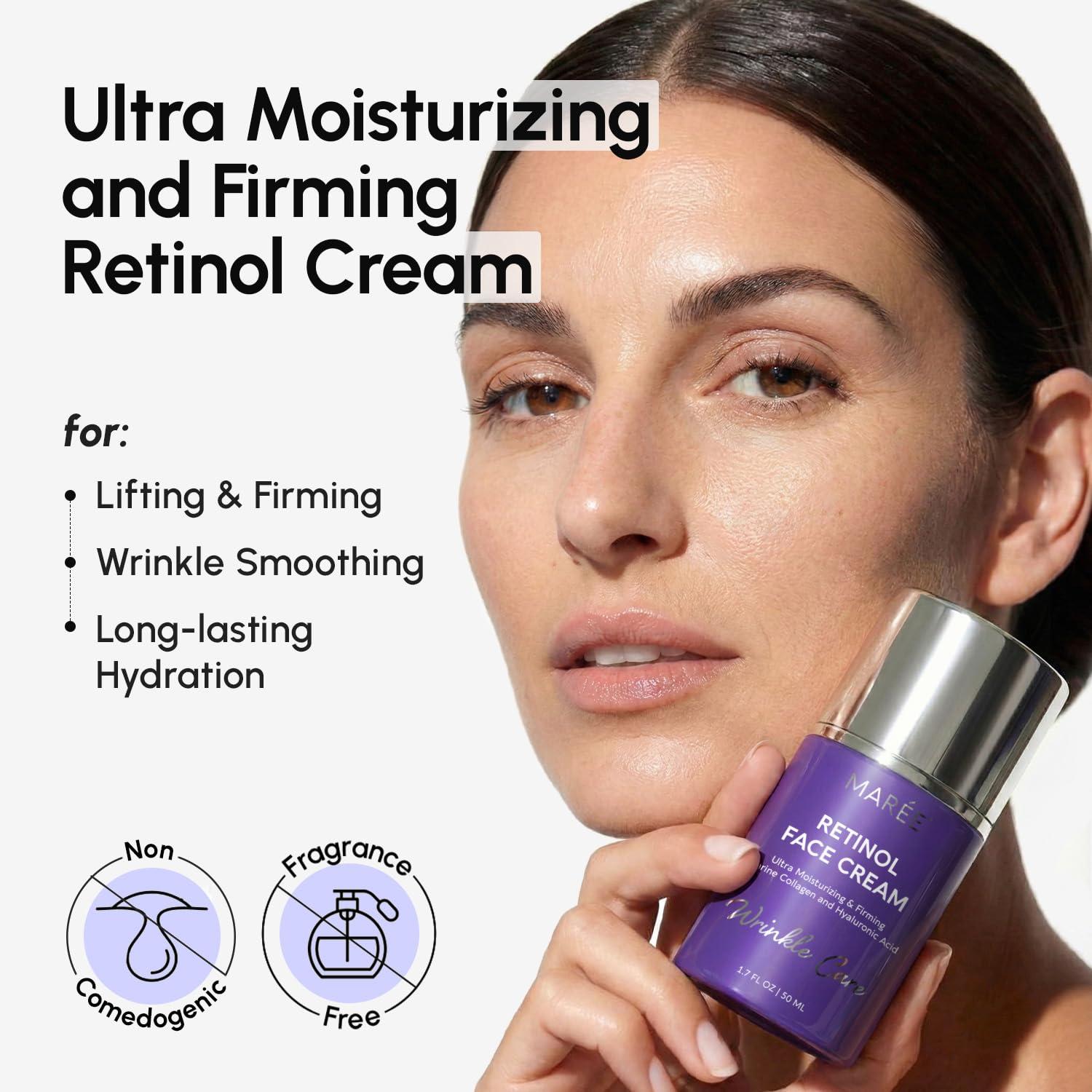 imageMAREE Face Moisturizer Retinol Face Cream for Women Moisturizing with Collagen amp Hyaluronic Acid Day amp Night AntiAging Facial Wrinkle DD Cream Moisturizer for Dry Skin Crema Para la CaraWrinkle Smoothing