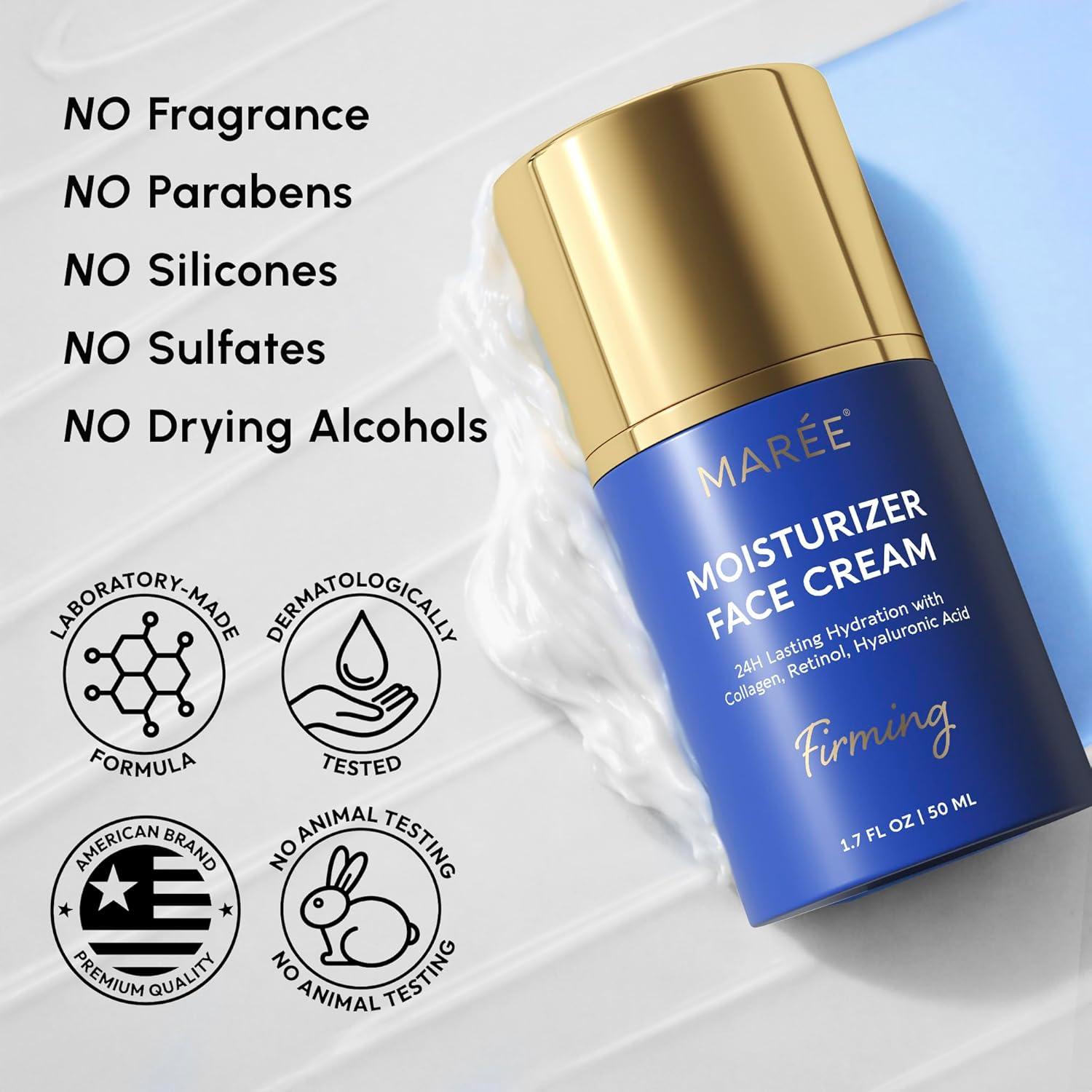 imageMAREE Face Moisturizer Retinol Face Cream for Women Moisturizing with Collagen amp Hyaluronic Acid Day amp Night AntiAging Facial Wrinkle DD Cream Moisturizer for Dry Skin Crema Para la Cara24H Hydration