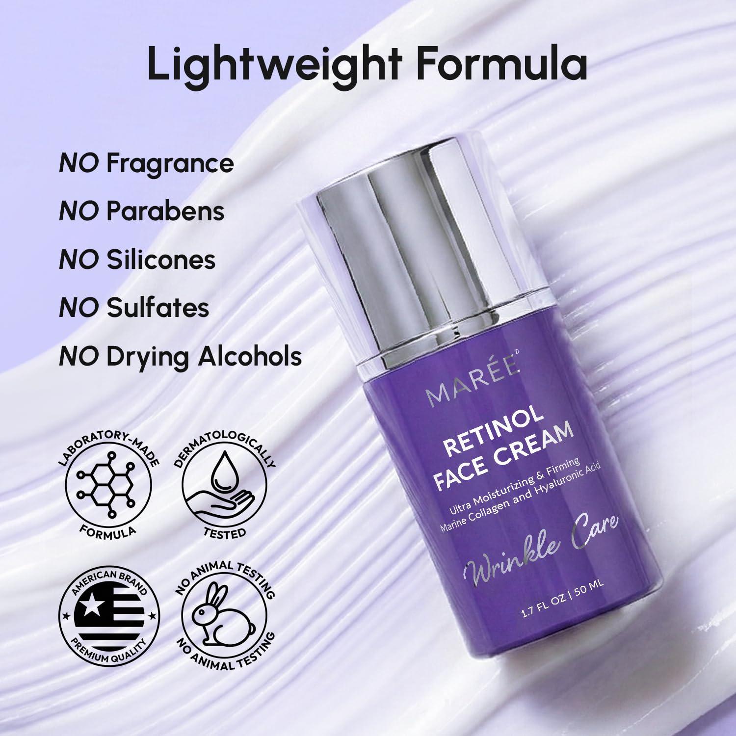imageMAREE Face Moisturizer Retinol Face Cream for Women Moisturizing with Collagen amp Hyaluronic Acid Day amp Night AntiAging Facial Wrinkle DD Cream Moisturizer for Dry Skin Crema Para la CaraWrinkle Smoothing