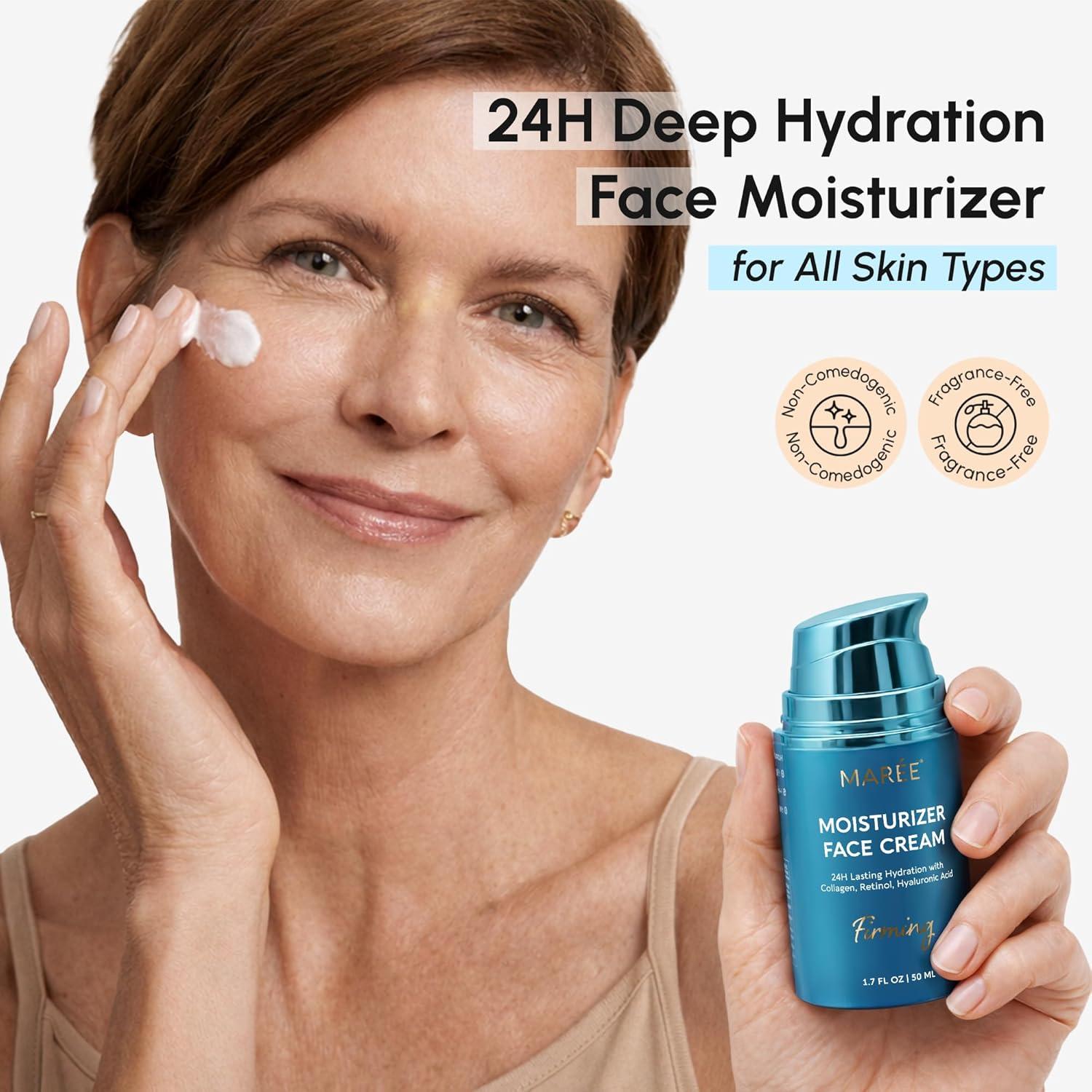 imageMAREE Face Moisturizer Retinol Face Cream for Women Moisturizing with Collagen amp Hyaluronic Acid Day amp Night AntiAging Facial Wrinkle DD Cream Moisturizer for Dry Skin Crema Para la CaraFirming Lifting