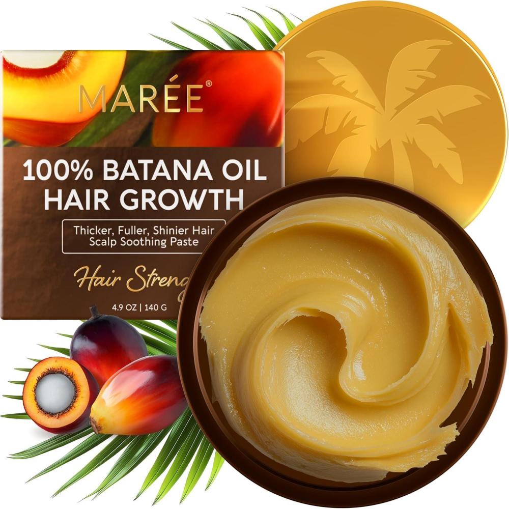 imageMAREE Batana Oil for Hair Growth 100 Natural Botana Oils Hair Growth Raw Batama Oil Paste from Honduras Density Thickness amp Scalp Soothing for Women and Men Aceite de Batana Para el Cabello49 Ounce Pack of 1