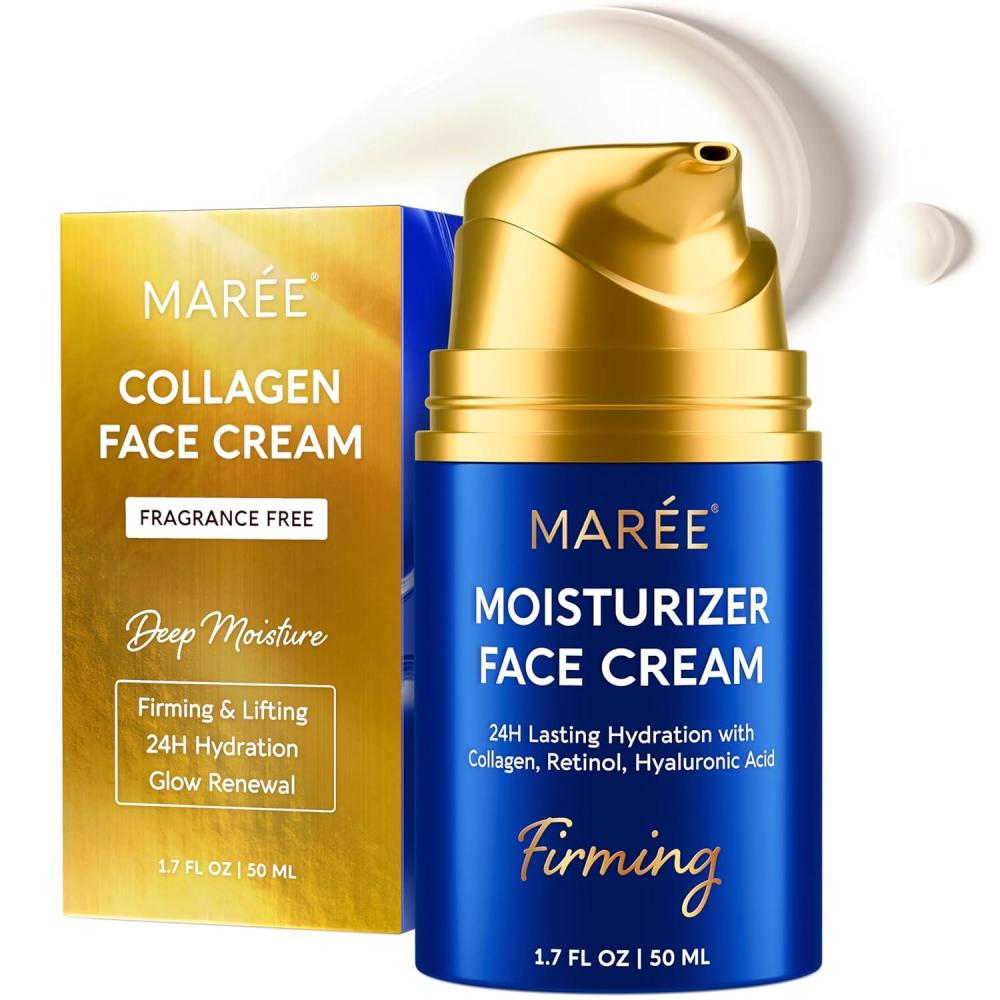imageMAREE Face Moisturizer Retinol Face Cream for Women Moisturizing with Collagen amp Hyaluronic Acid Day amp Night AntiAging Facial Wrinkle DD Cream Moisturizer for Dry Skin Crema Para la Cara24H Hydration
