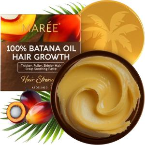MAREE Batana Oil for Hair Growth – 100% Natural Botana Oils Hair Growth – Raw Batama Oil Paste from Honduras – Density, Thickness & Scalp Soothing for Women and Men – Aceite de Batana Para el Cabello(4.9 Ounce (Pack of 1))