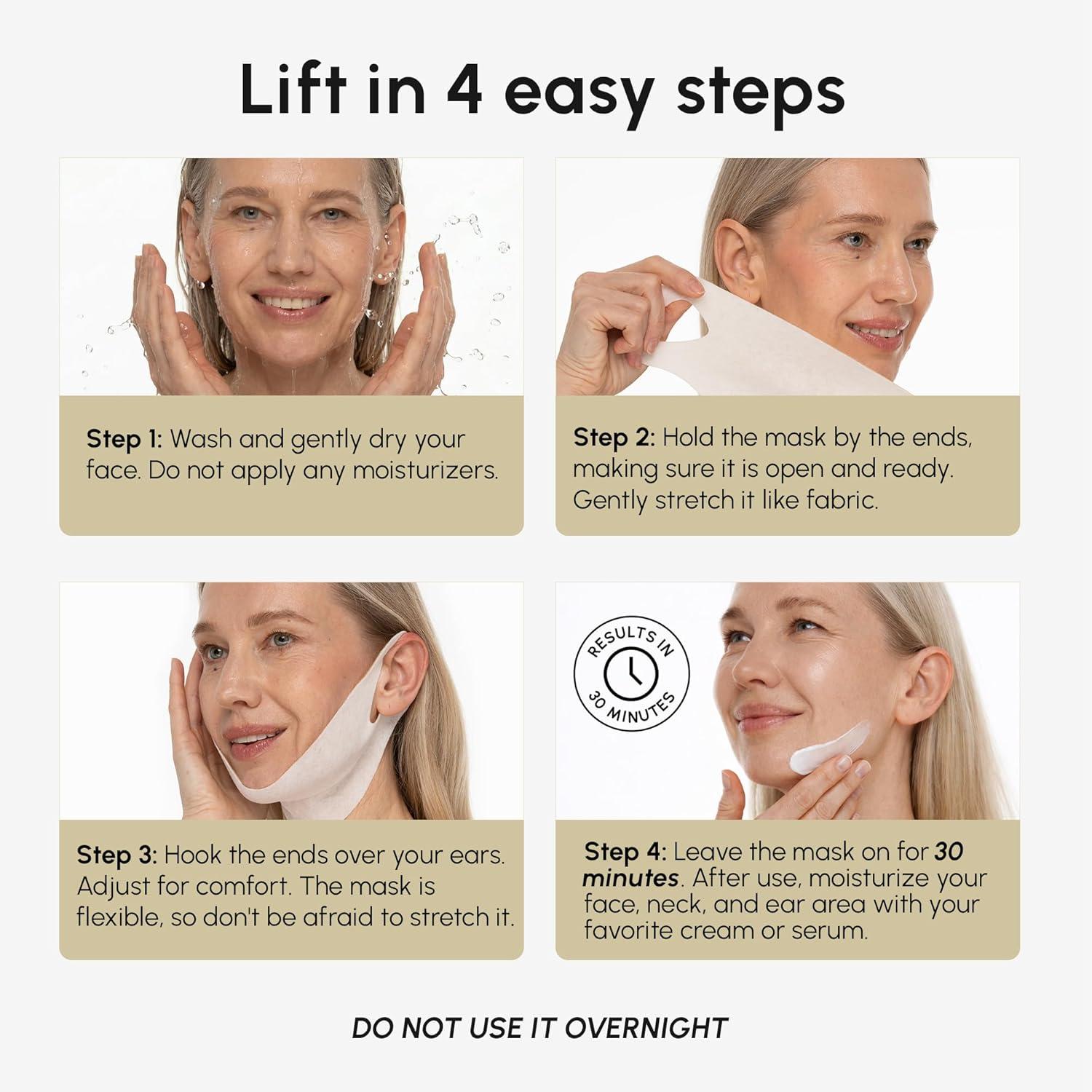 imageMAREE Chin Strap V Line Lifting Mask 24K Gold Face amp Neck Lift Tape Mask Double Chin Strap for Sleeping Neck Wrinkle Patches Reducer amp Jawline Shaper for Firming Tightening amp Lifting 10 PCS10 Count Pack of 1