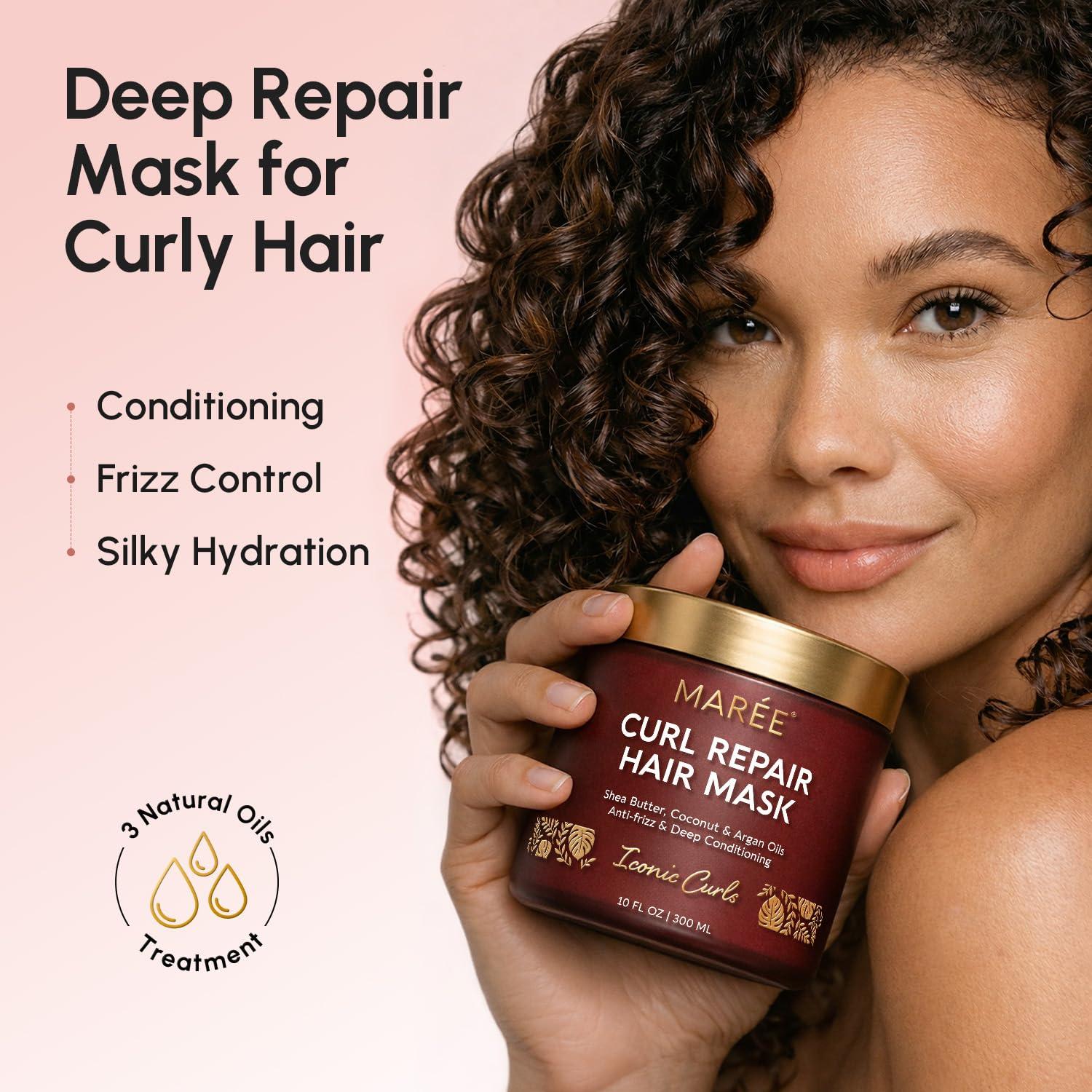 imageMAREE Curl Repair Hair Mask Deep Conditioning Care for Damaged Dry Curly Hair Products for Women amp Men Curl Moisturizer amp Conditioner Tratamiento Mascarilla para el Cabello Seco y MaltratadoCurly