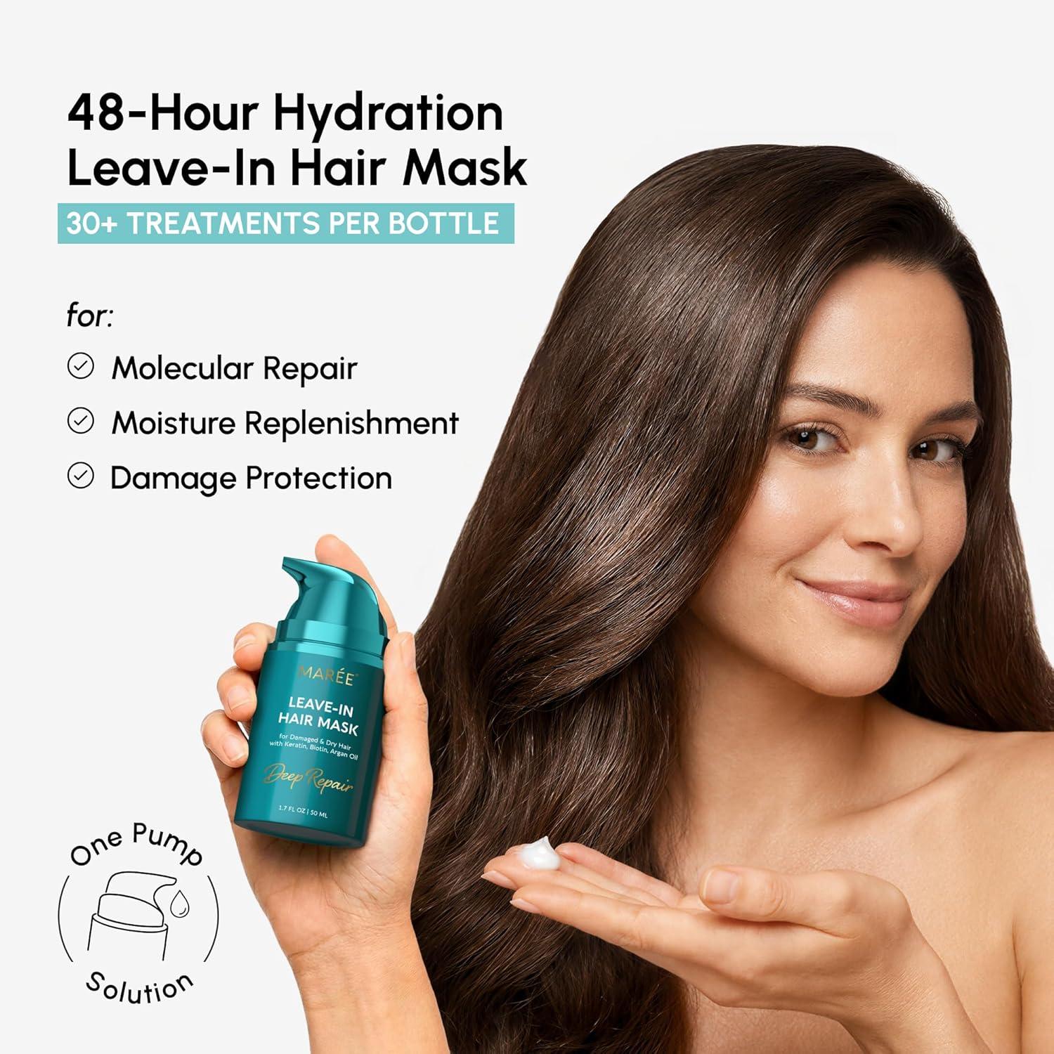 imageMAREE Curl Repair Hair Mask Deep Conditioning Care for Damaged Dry Curly Hair Products for Women amp Men Curl Moisturizer amp Conditioner Tratamiento Mascarilla para el Cabello Seco y MaltratadoLeaveIn Hair Mask