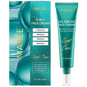 MAREE Azelaic Acid 15% Face Cream – Azelaic Acid Treatment with Niacinamide & Salicylic Acid – Dark Spot Corrector for Face, Redness Relief, Smooth Even Skin Tone – Acido Azelaico for Acne Prone Skin(1 Fl Oz (Pack of 1))