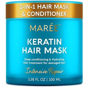 MAREE Curl Repair Hair Mask – Deep Conditioning Care for Damaged, Dry Curly Hair Products for Women & Men – Curl Moisturizer & Conditioner – Tratamiento Mascarilla para el Cabello Seco y Maltratado(Keratin)