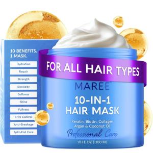 MAREE Curl Repair Hair Mask – Deep Conditioning Care for Damaged, Dry Curly Hair Products for Women & Men – Curl Moisturizer & Conditioner – Tratamiento Mascarilla para el Cabello Seco y Maltratado(10-in-1)