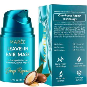 MAREE Curl Repair Hair Mask – Deep Conditioning Care for Damaged, Dry Curly Hair Products for Women & Men – Curl Moisturizer & Conditioner – Tratamiento Mascarilla para el Cabello Seco y Maltratado(Leave-In Hair Mask)