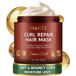 MAREE Curl Repair Hair Mask – Deep Conditioning Care for Damaged, Dry Curly Hair Products for Women & Men – Curl Moisturizer & Conditioner – Tratamiento Mascarilla para el Cabello Seco y Maltratado(Curly)