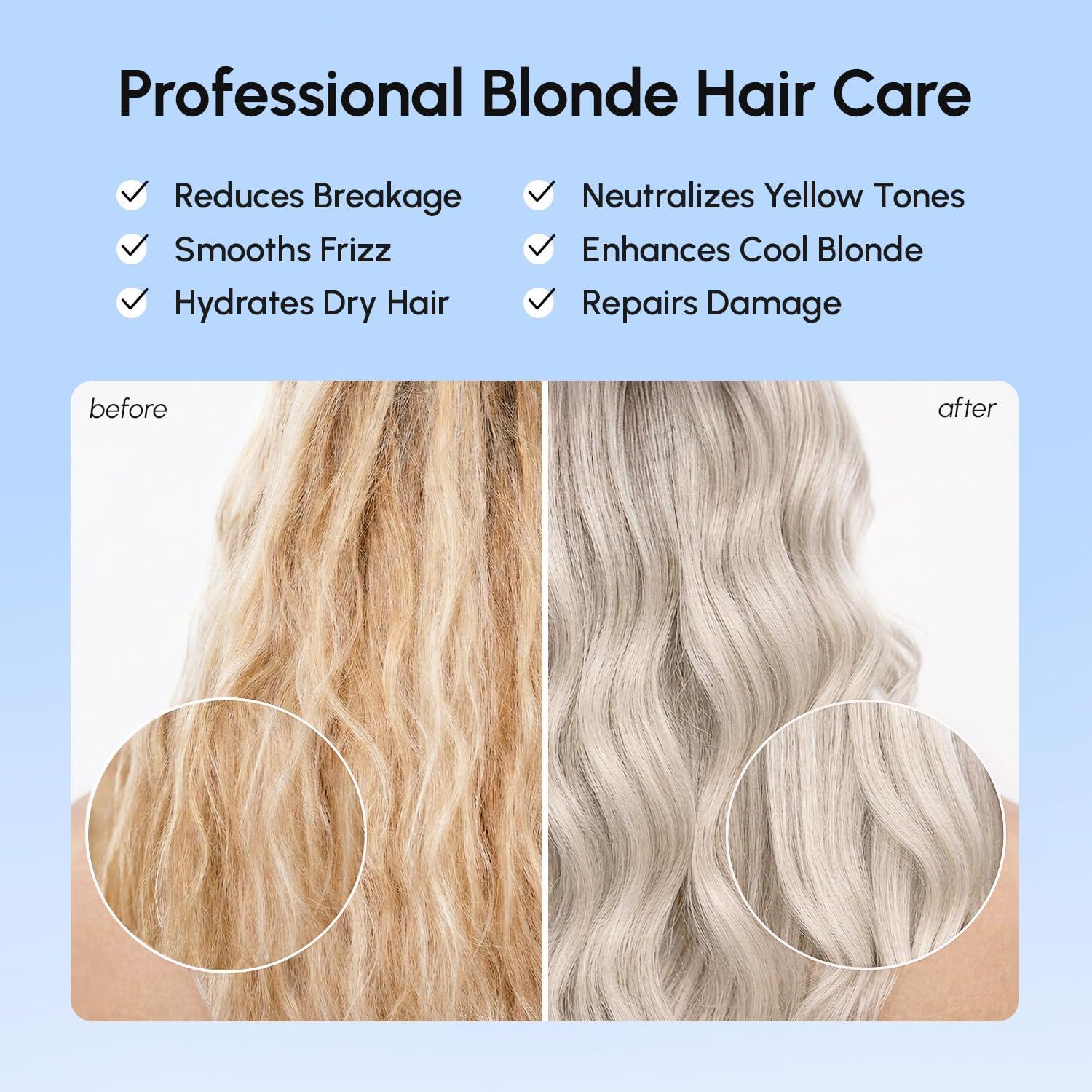 imageMAREE Anti Yellow Purple Hair Mask for Damaged Hair Purple Deep Conditioner amp Blonde Toner Hydrating Deep Conditioning for Dry Curly Blonde Orange Brassy Bleached Mascarilla para el Cabello