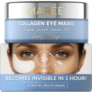 MAREE Invisible Under Eye Patches for Puffy Eyes and Dark Circles with Peptide Collagen, Caffeine & Retinol – Eye Masks for Women & Men for Undereye Bags & Puffiness Reducing – Parches para Ojeras(60 Count (Pack of 1))