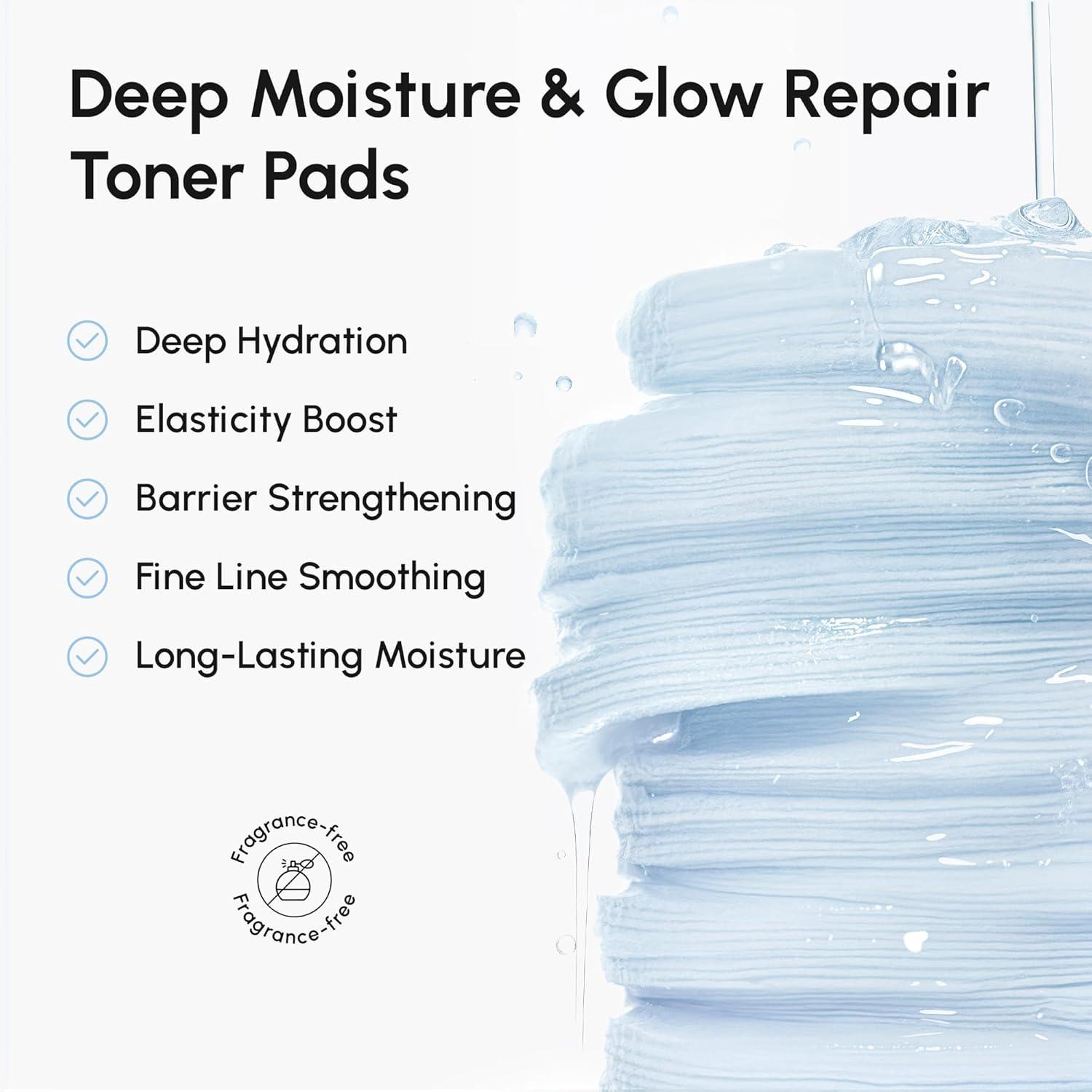 imageMAREE Hyaluronic Acid Toner Pads Hydrating Face Wipes for Women Cleansing Zero Pore Toning Brightening Exfoliating Face Pads Pore Reducer Facial Peels Acne Treatment DeviceSky Blue