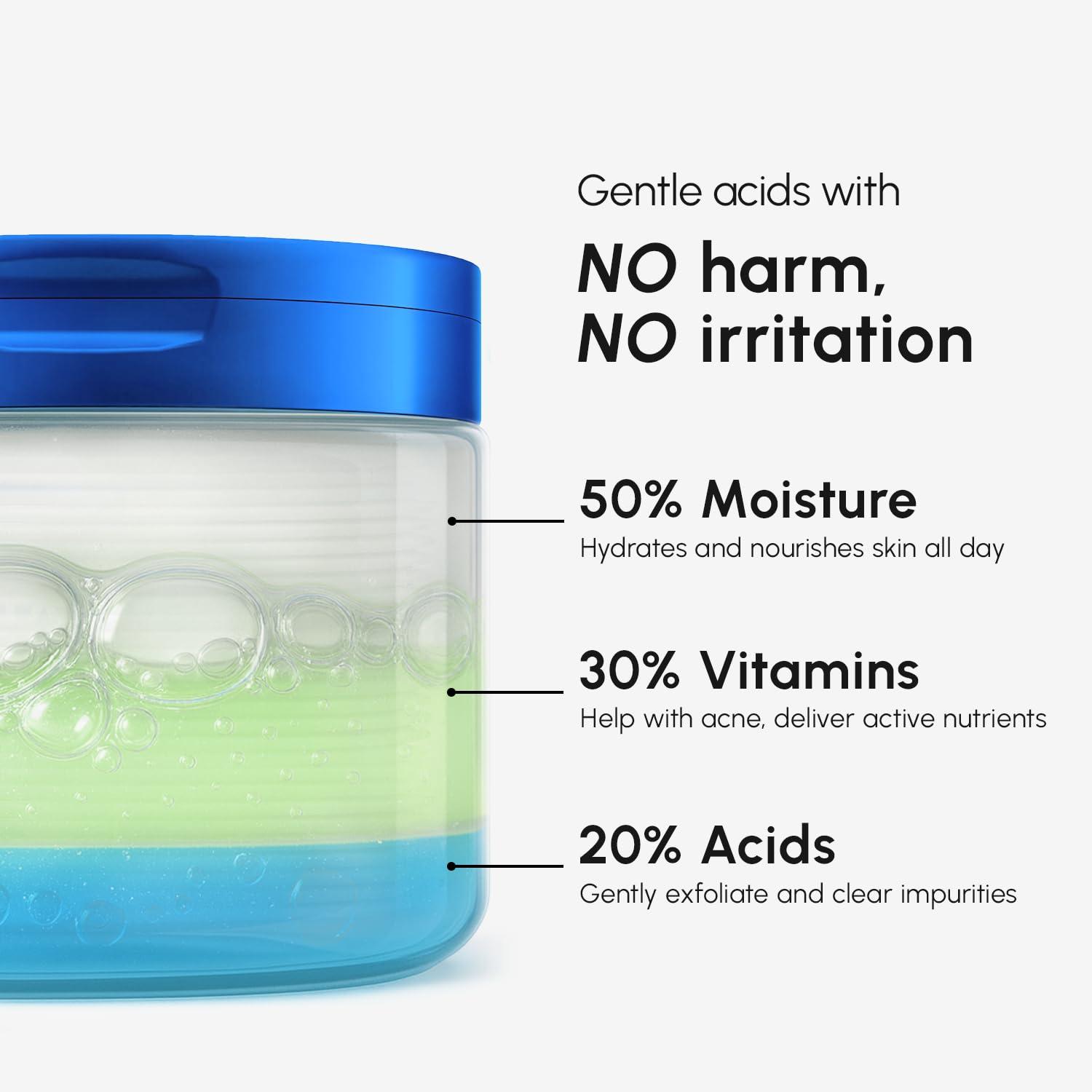 imageMAREE Hyaluronic Acid Toner Pads Hydrating Face Wipes for Women Cleansing Zero Pore Toning Brightening Exfoliating Face Pads Pore Reducer Facial Peels Acne Treatment DeviceDark Blue