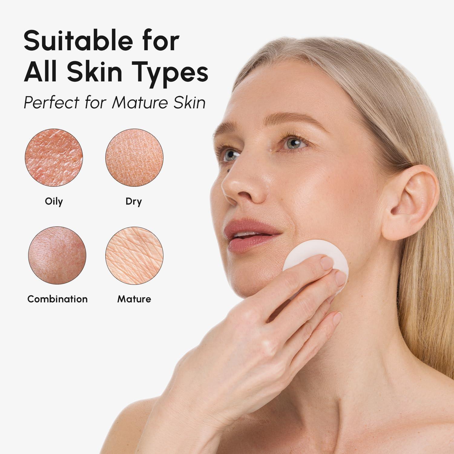 imageMAREE Hyaluronic Acid Toner Pads Hydrating Face Wipes for Women Cleansing Zero Pore Toning Brightening Exfoliating Face Pads Pore Reducer Facial Peels Acne Treatment DeviceDark Blue