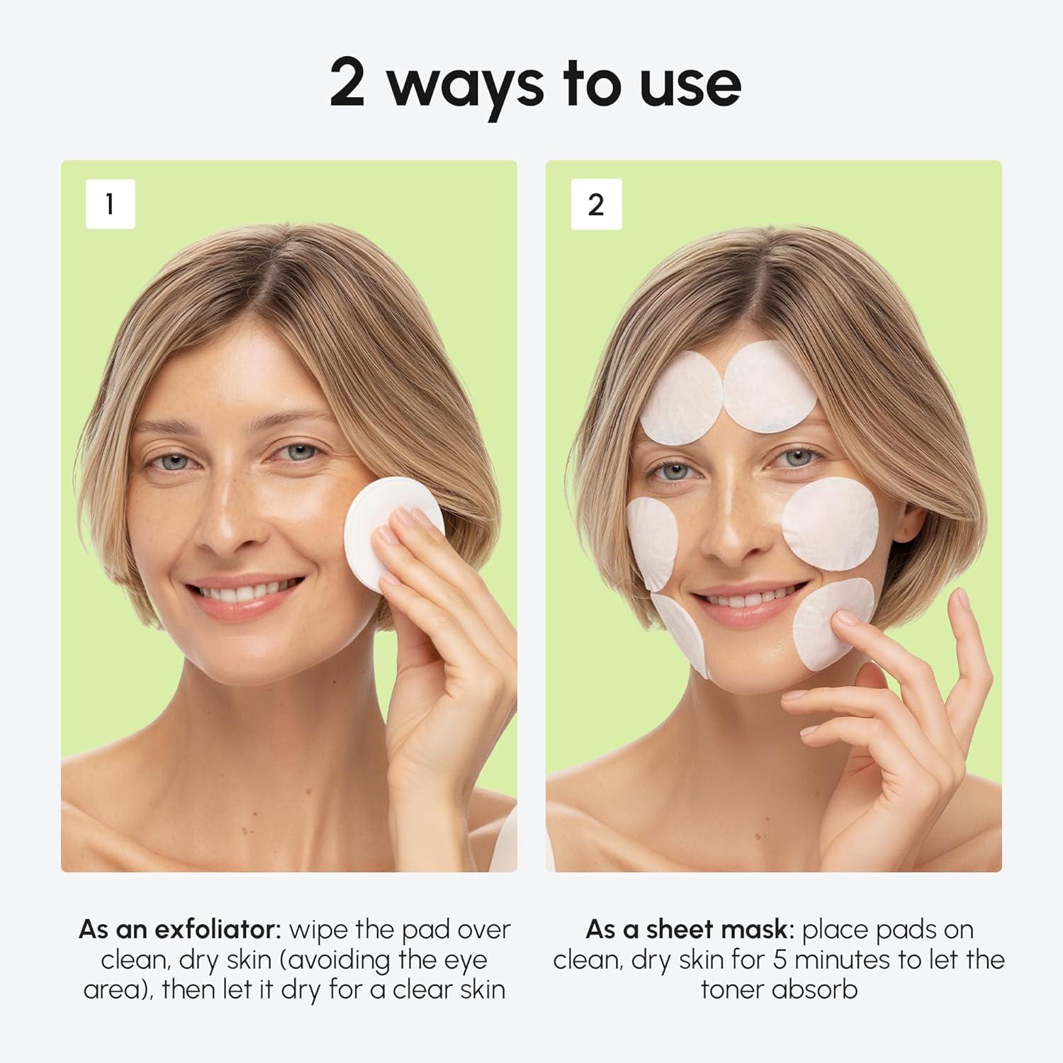 imageMAREE Hyaluronic Acid Toner Pads Hydrating Face Wipes for Women Cleansing Zero Pore Toning Brightening Exfoliating Face Pads Pore Reducer Facial Peels Acne Treatment DeviceGreen