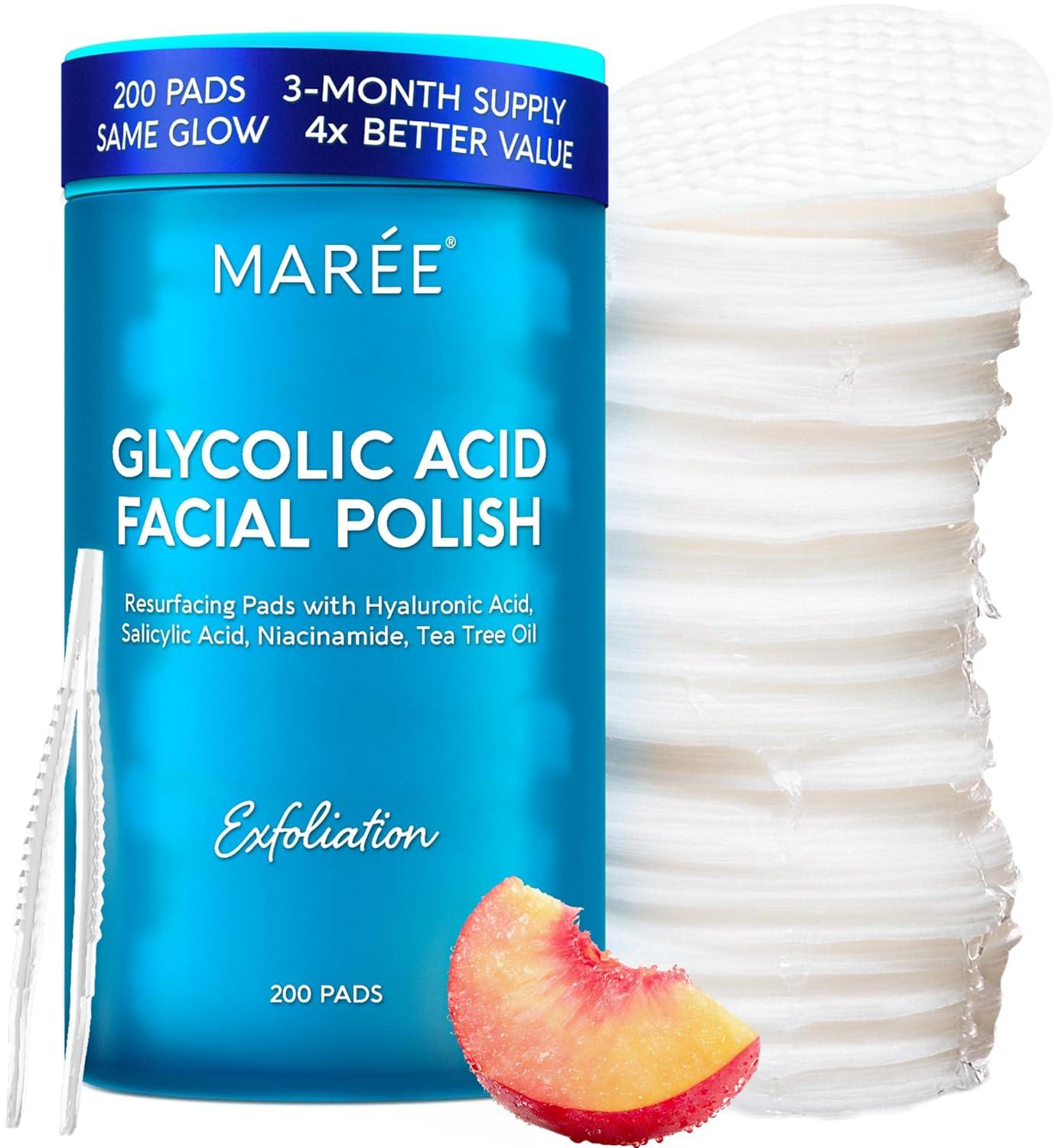imageMAREE Hyaluronic Acid Toner Pads Hydrating Face Wipes for Women Cleansing Zero Pore Toning Brightening Exfoliating Face Pads Pore Reducer Facial Peels Acne Treatment DeviceBlue