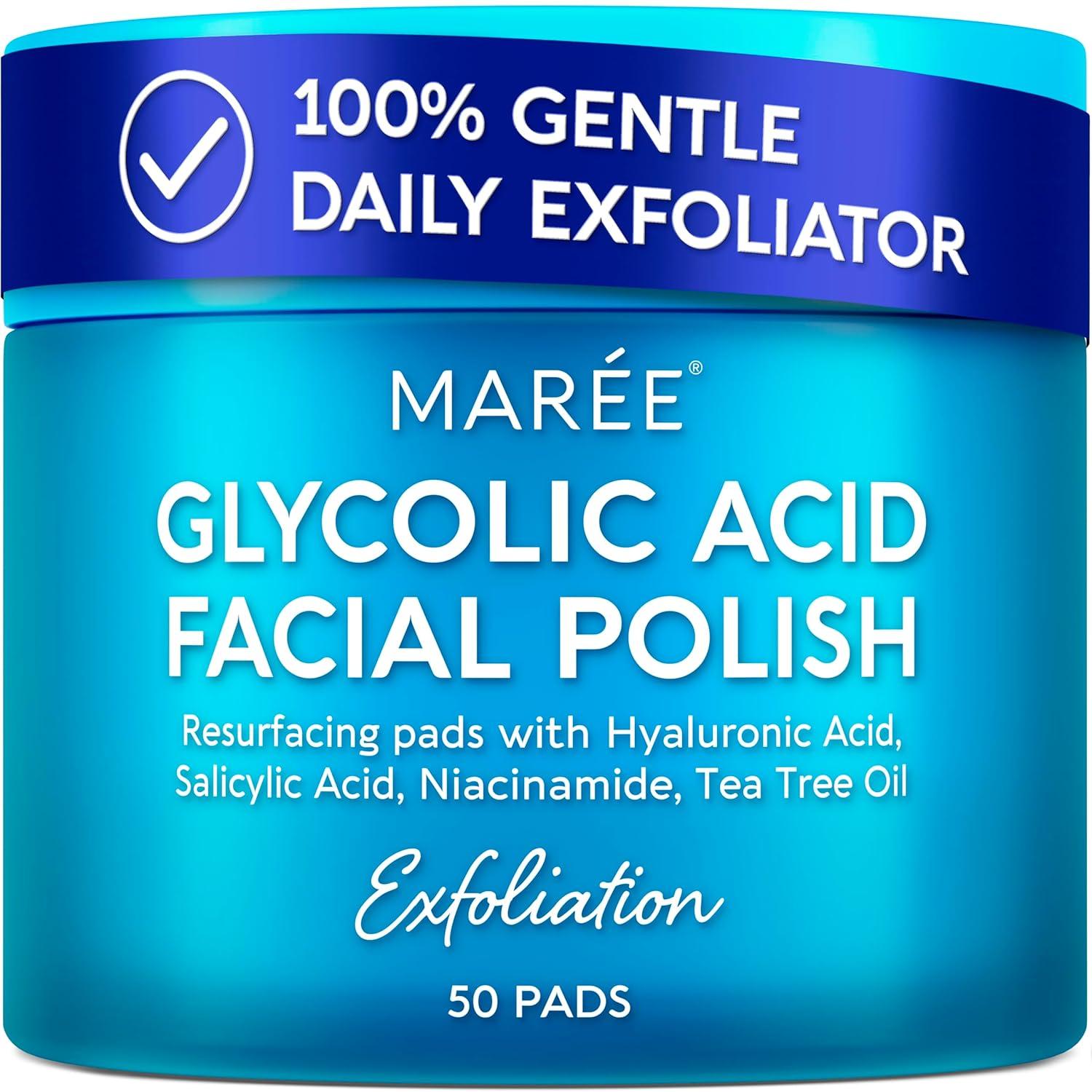 imageMAREE Hyaluronic Acid Toner Pads Hydrating Face Wipes for Women Cleansing Zero Pore Toning Brightening Exfoliating Face Pads Pore Reducer Facial Peels Acne Treatment DeviceBlue