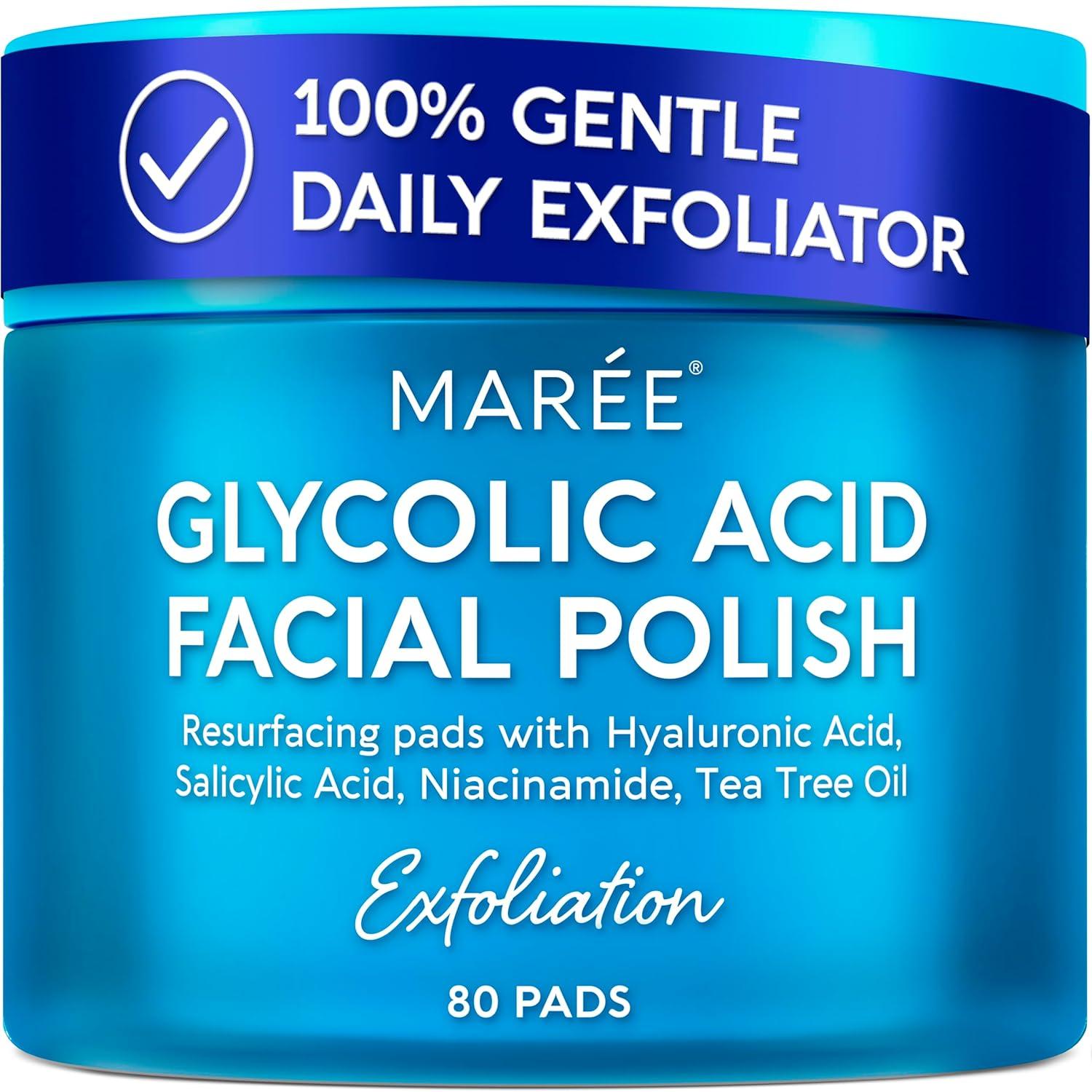imageMAREE Hyaluronic Acid Toner Pads Hydrating Face Wipes for Women Cleansing Zero Pore Toning Brightening Exfoliating Face Pads Pore Reducer Facial Peels Acne Treatment DeviceBlue