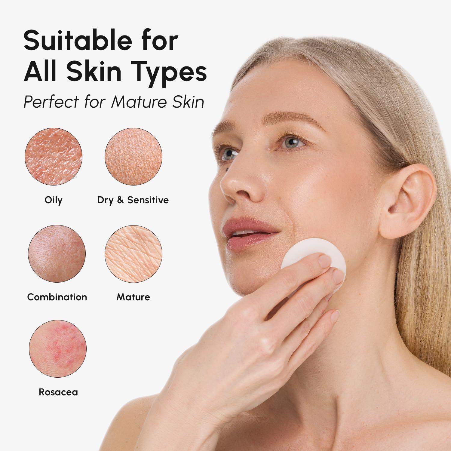 imageMAREE Hyaluronic Acid Toner Pads Hydrating Face Wipes for Women Cleansing Zero Pore Toning Brightening Exfoliating Face Pads Pore Reducer Facial Peels Acne Treatment DeviceBlue