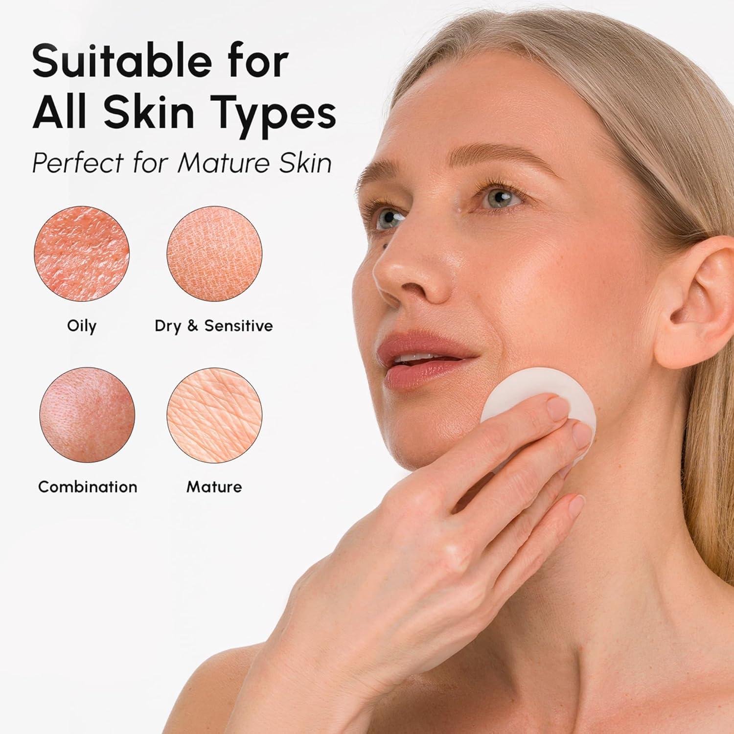 imageMAREE Hyaluronic Acid Toner Pads Hydrating Face Wipes for Women Cleansing Zero Pore Toning Brightening Exfoliating Face Pads Pore Reducer Facial Peels Acne Treatment DeviceSky Blue