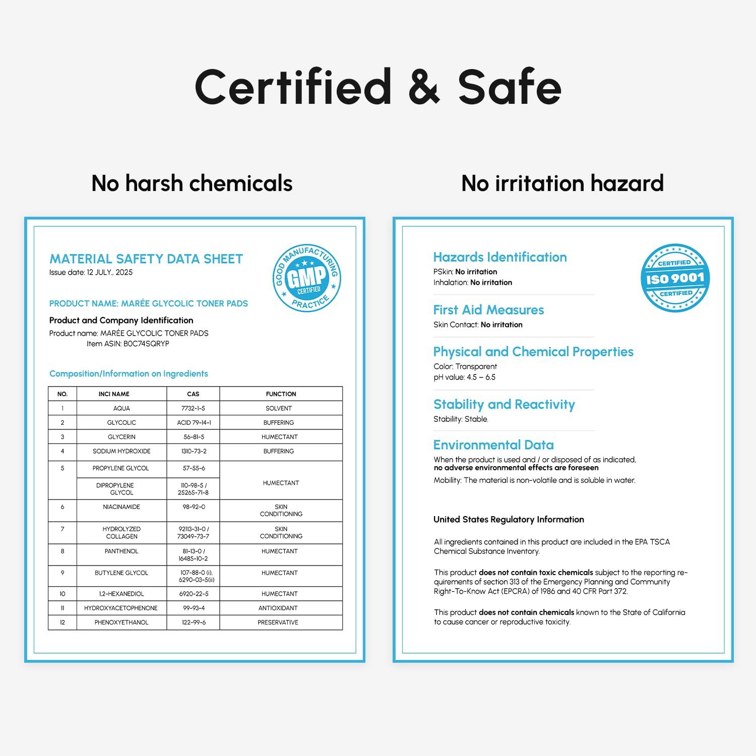 imageMAREE Hyaluronic Acid Toner Pads Hydrating Face Wipes for Women Cleansing Zero Pore Toning Brightening Exfoliating Face Pads Pore Reducer Facial Peels Acne Treatment DeviceBlue